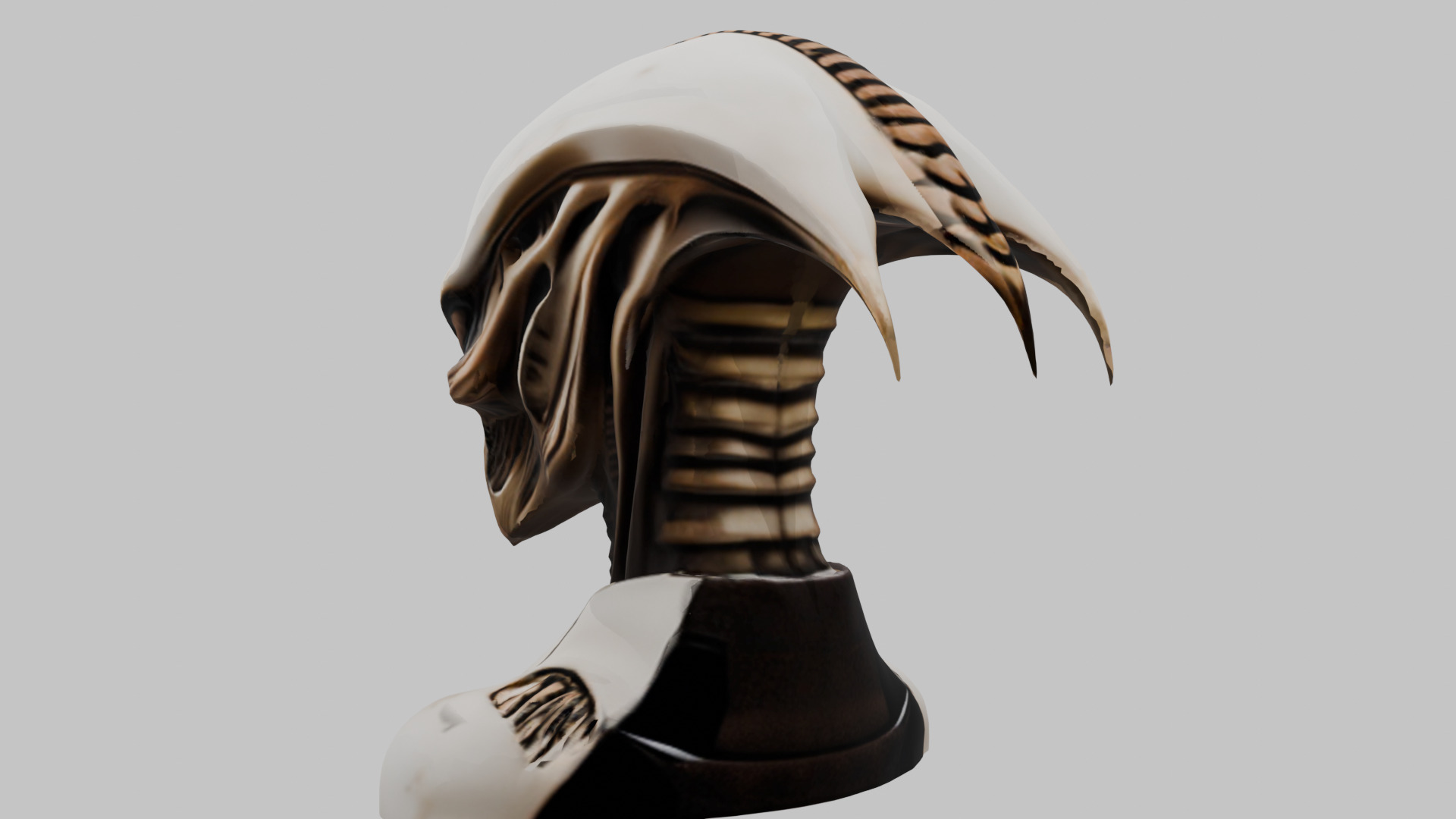 Alien Xenomorph Head Bust Low-poly 3D model_10