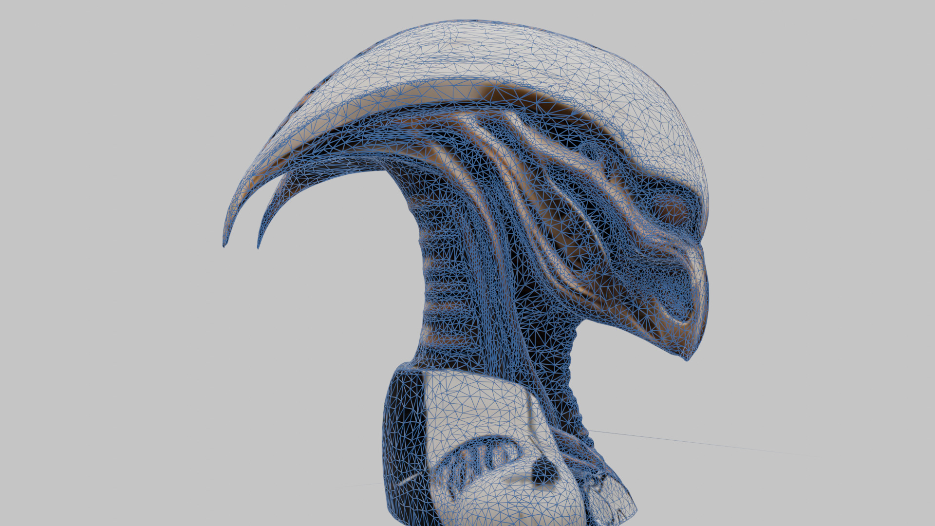 Alien Xenomorph Head Bust Low-poly 3D model_20