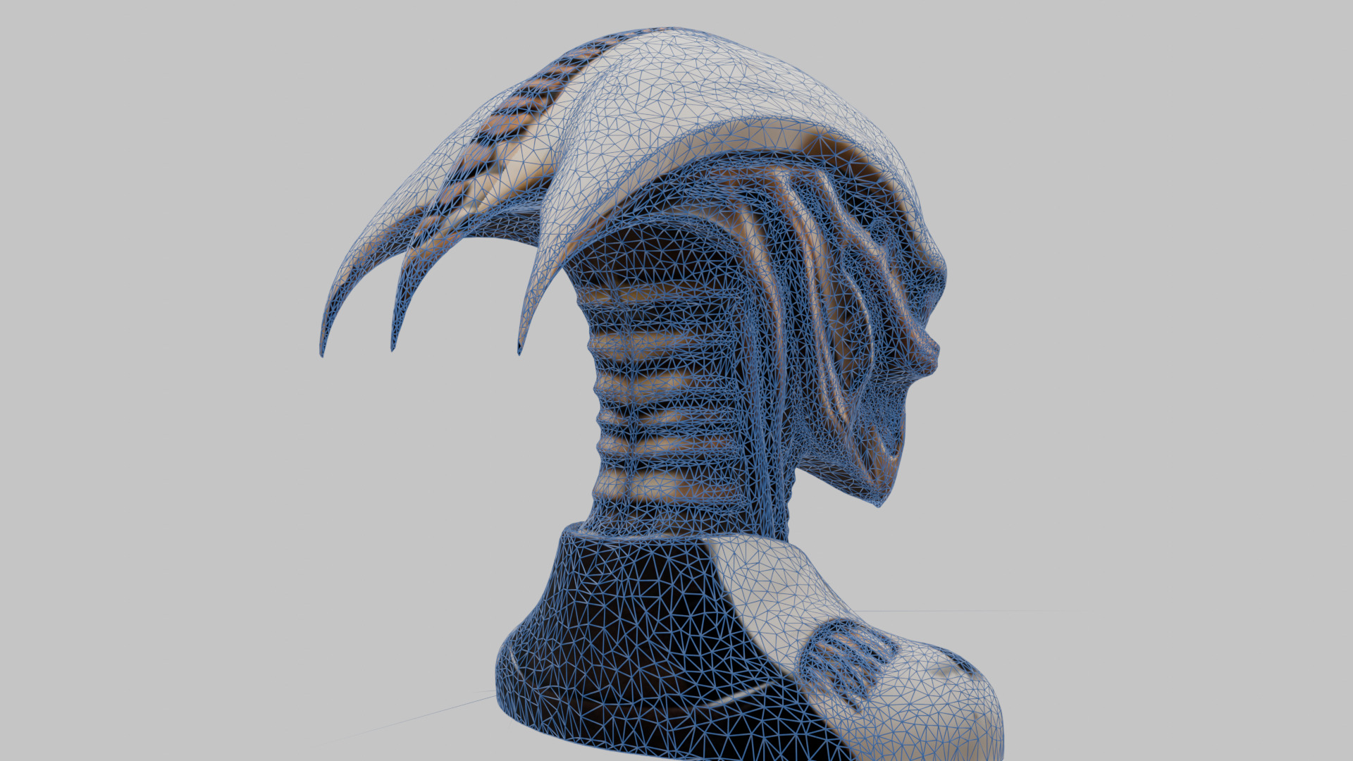 Alien Xenomorph Head Bust Low-poly 3D model_22