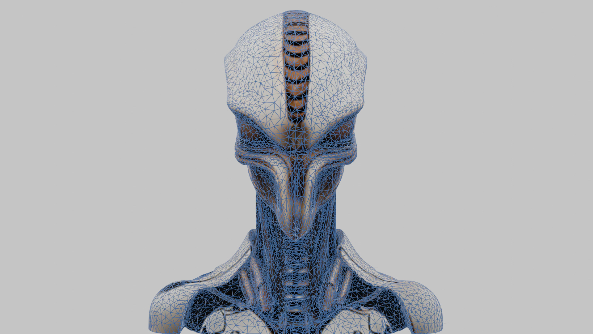 Alien Xenomorph Head Bust Low-poly 3D model_16