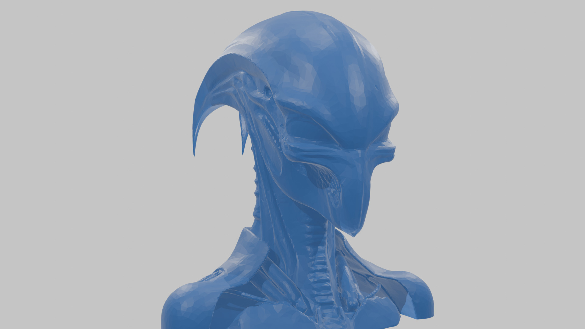 Alien Xenomorph Head Bust Low-poly 3D model_49