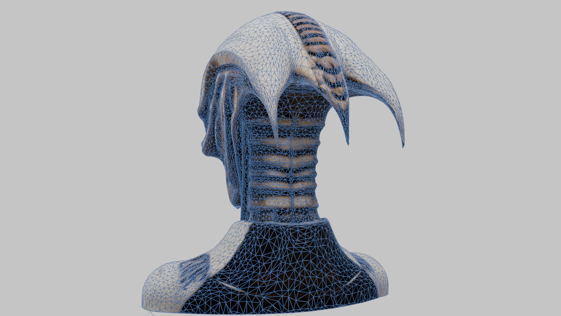 Alien Xenomorph Head Bust Low-poly 3D model_25
