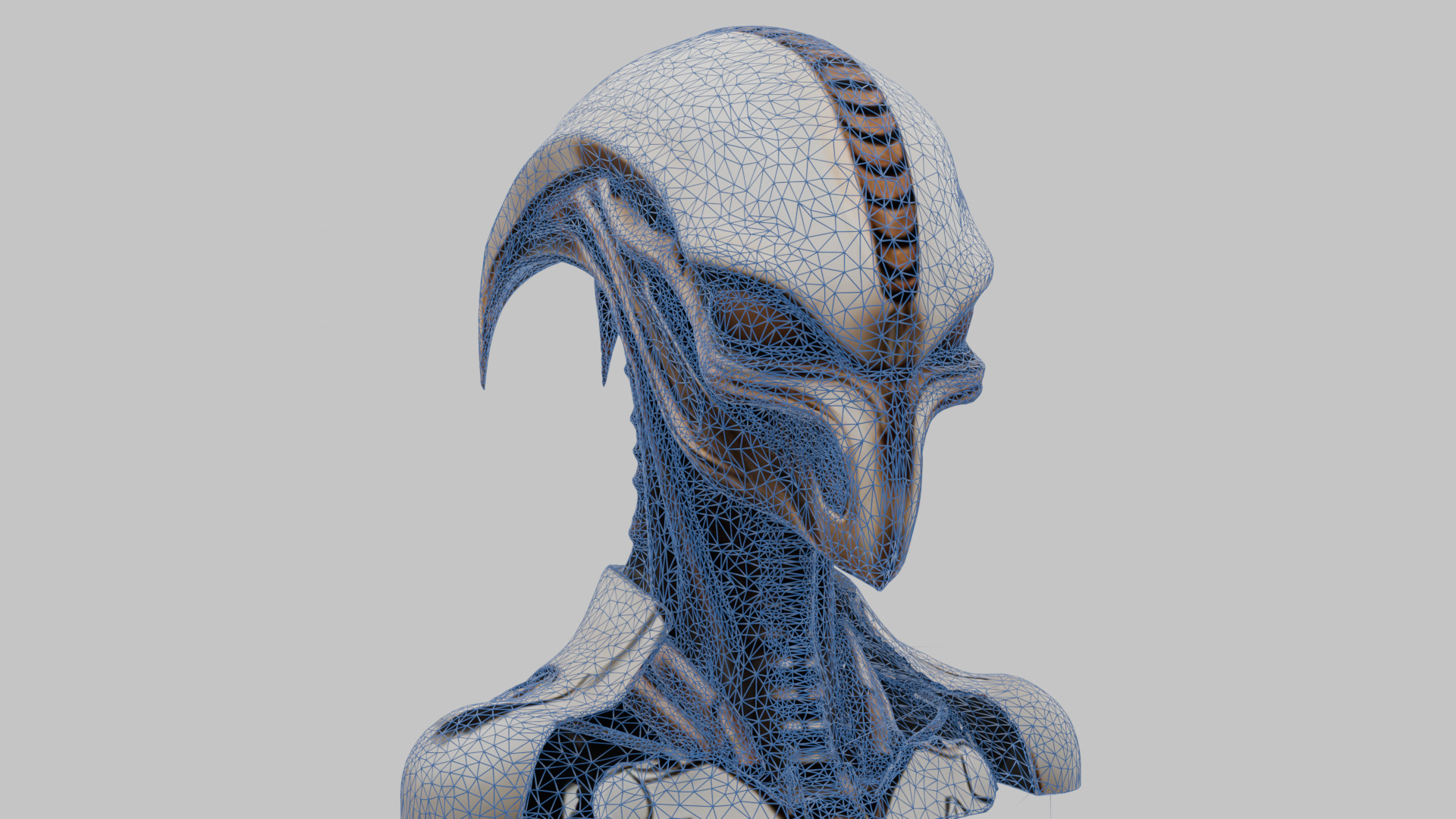 Alien Xenomorph Head Bust Low-poly 3D model_17
