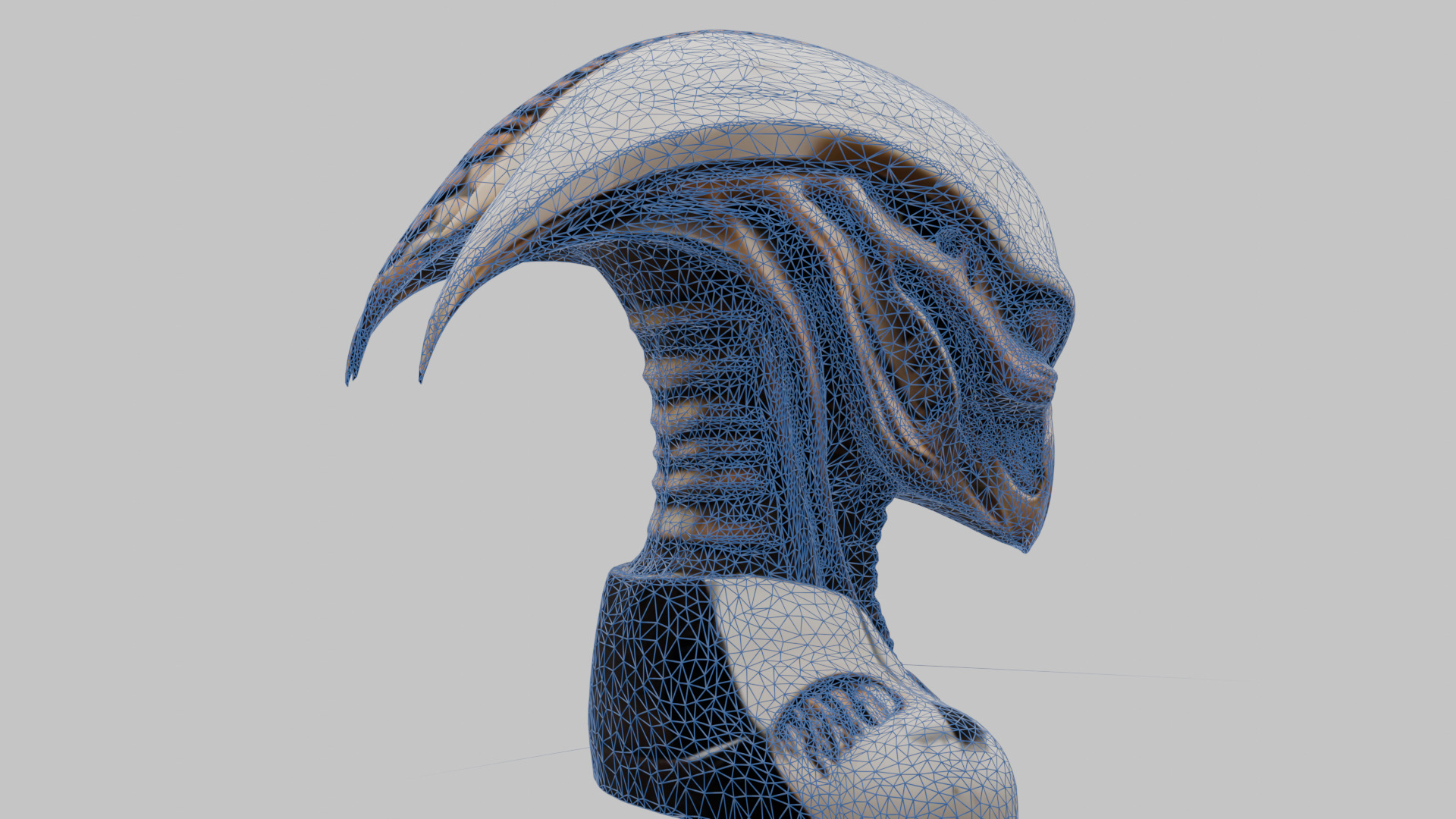 Alien Xenomorph Head Bust Low-poly 3D model_21