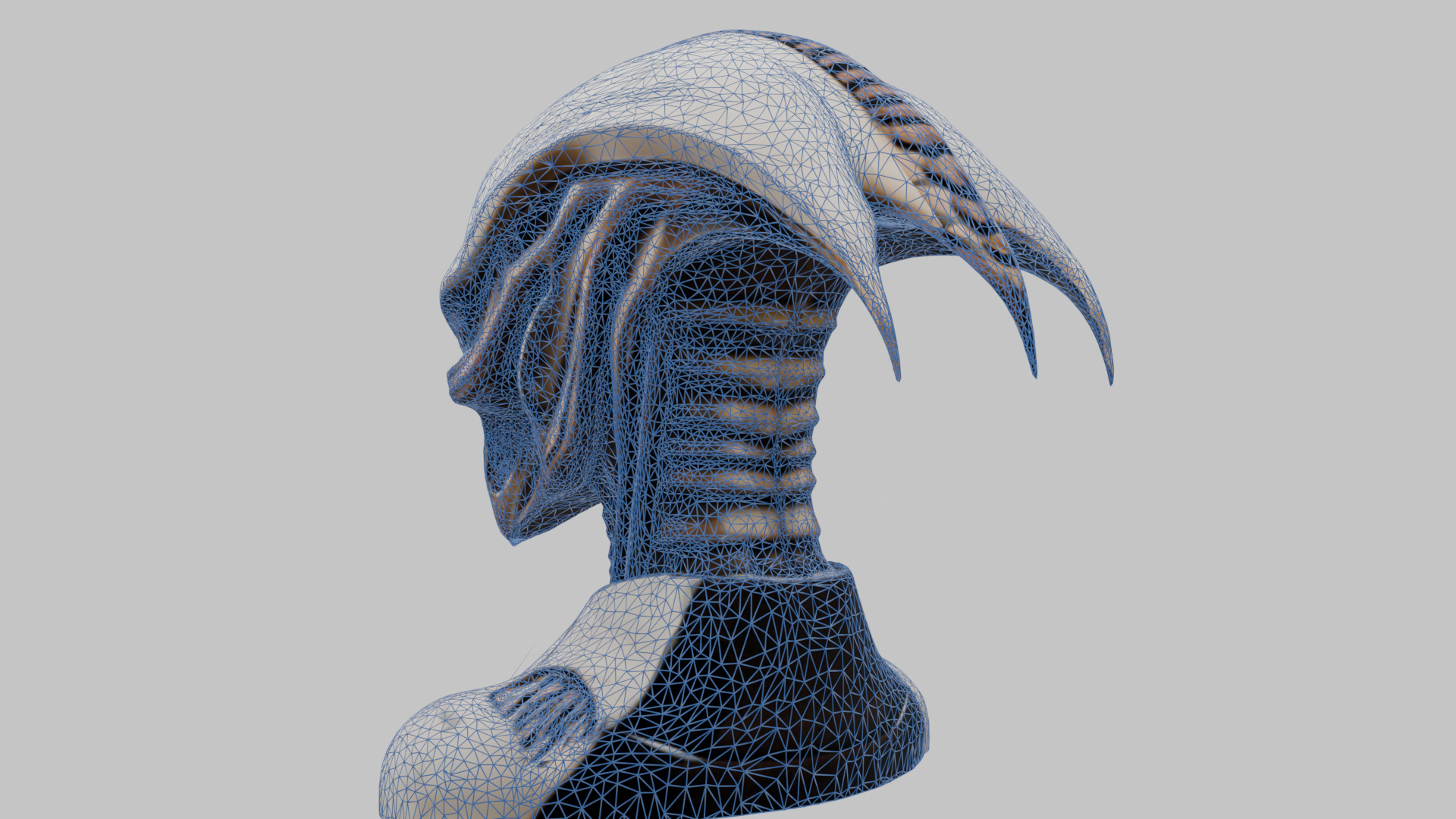 Alien Xenomorph Head Bust Low-poly 3D model_26