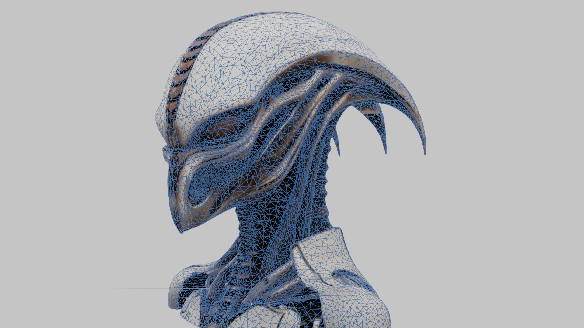 Alien Xenomorph Head Bust Low-poly 3D model_30