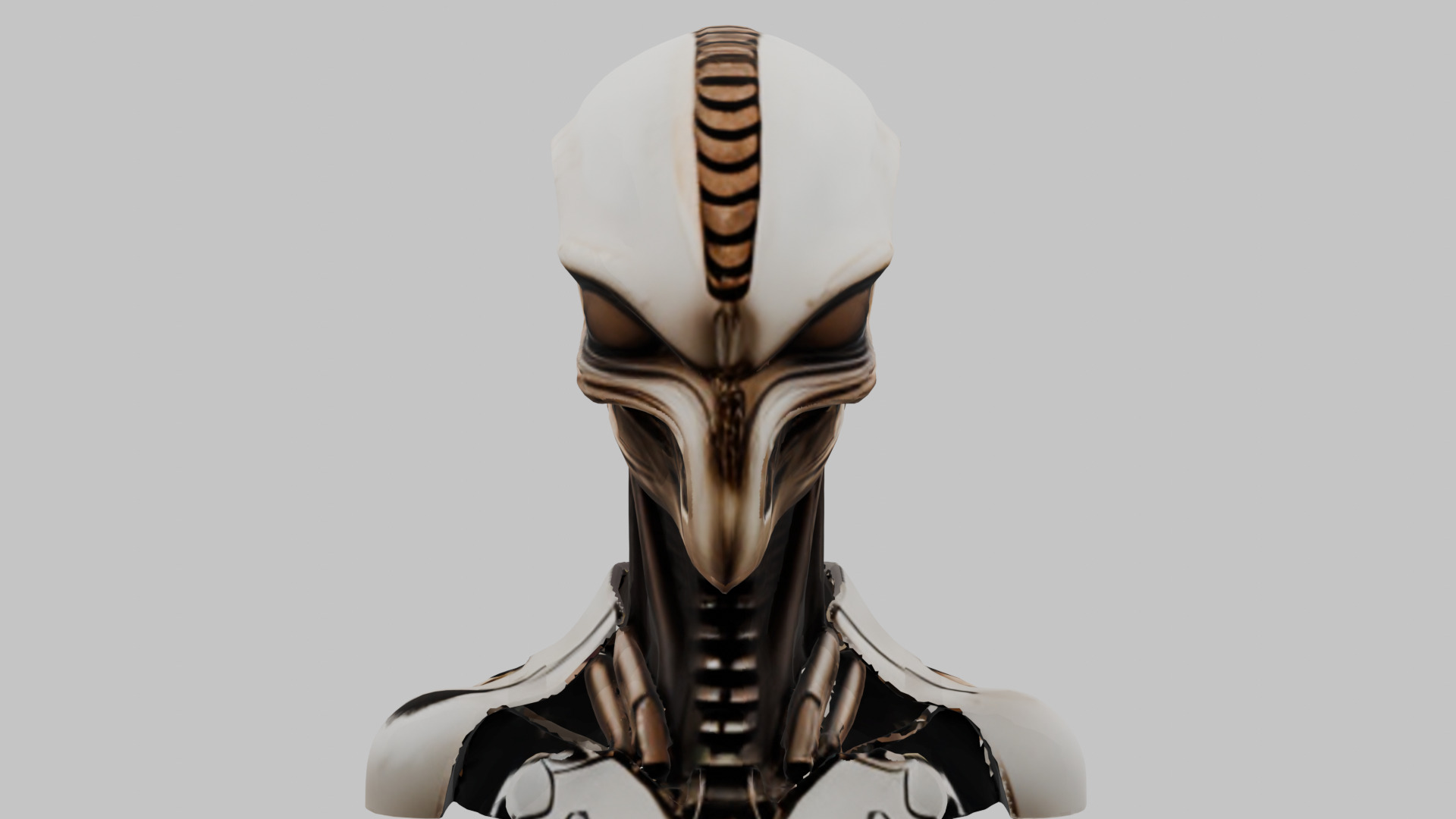 Alien Xenomorph Head Bust Low-poly 3D model_1