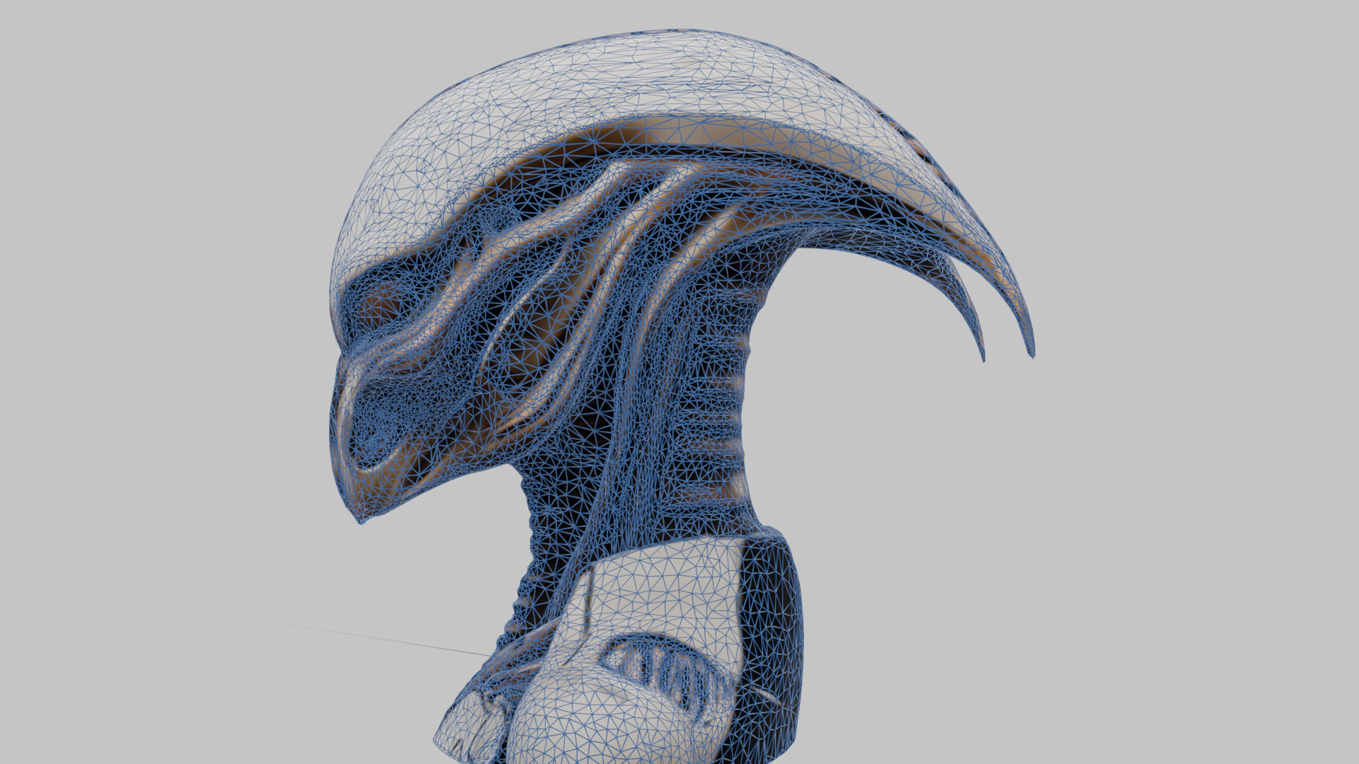 Alien Xenomorph Head Bust Low-poly 3D model_28