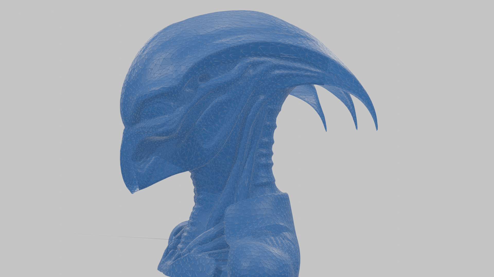 Alien Xenomorph Head Bust Low-poly 3D model_45