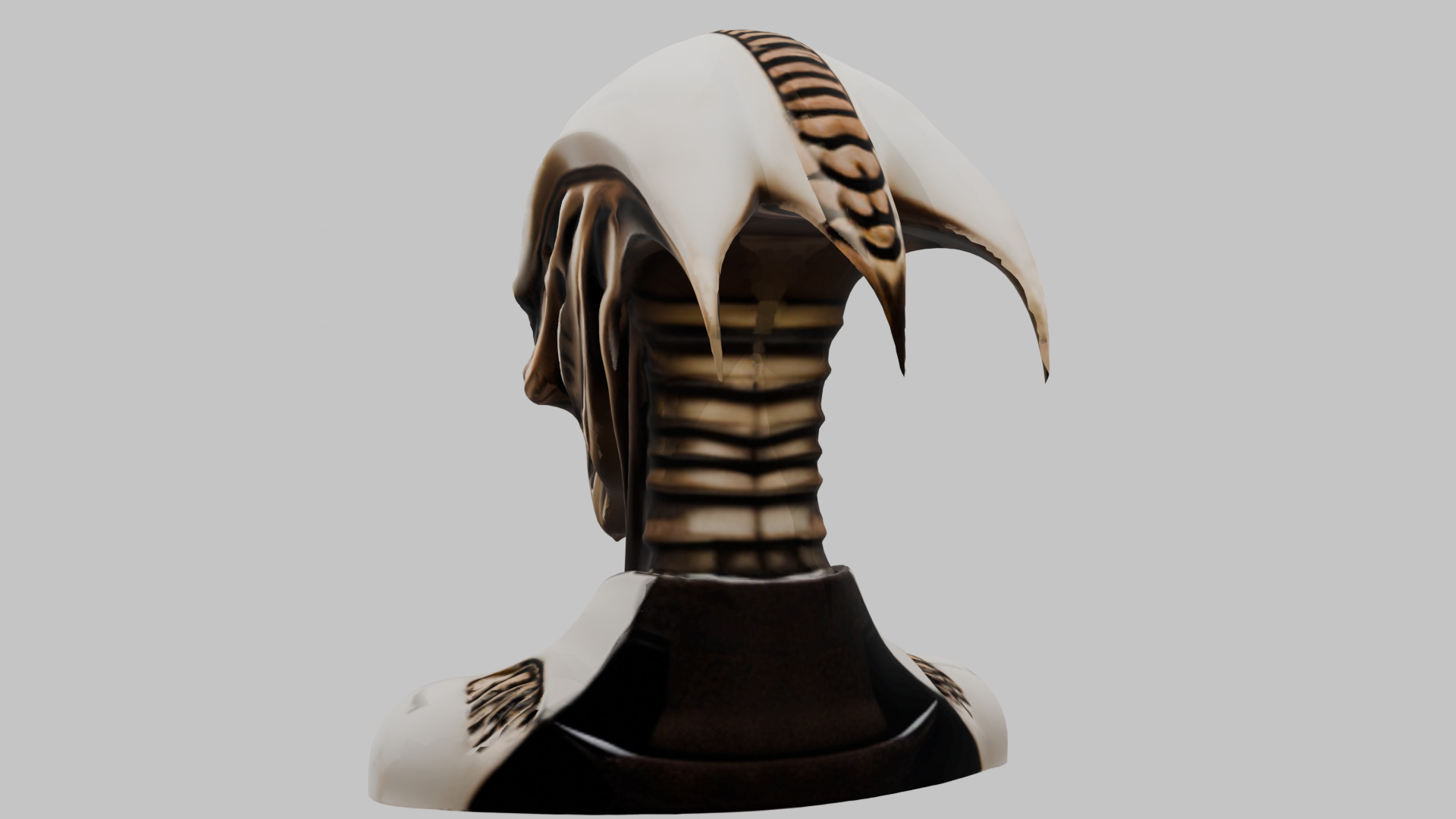 Alien Xenomorph Head Bust Low-poly 3D model_9