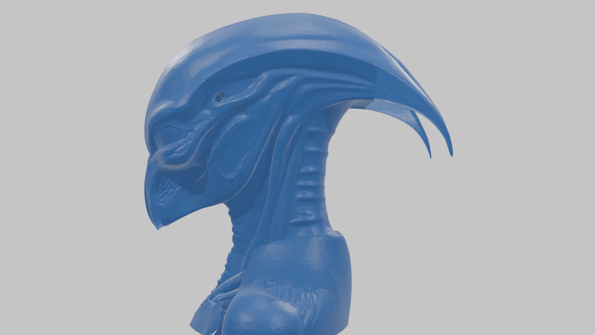 Alien Xenomorph Head Bust Low-poly 3D model_60