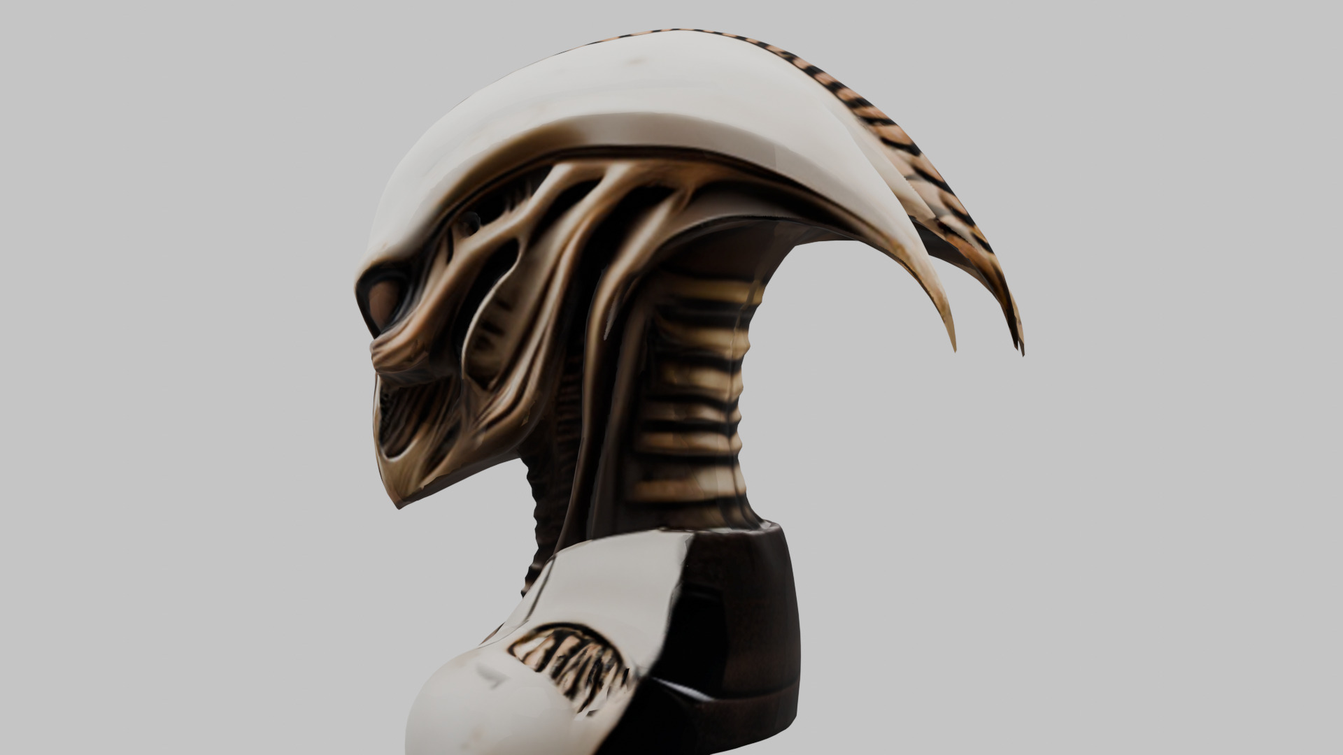 Alien Xenomorph Head Bust Low-poly 3D model_11