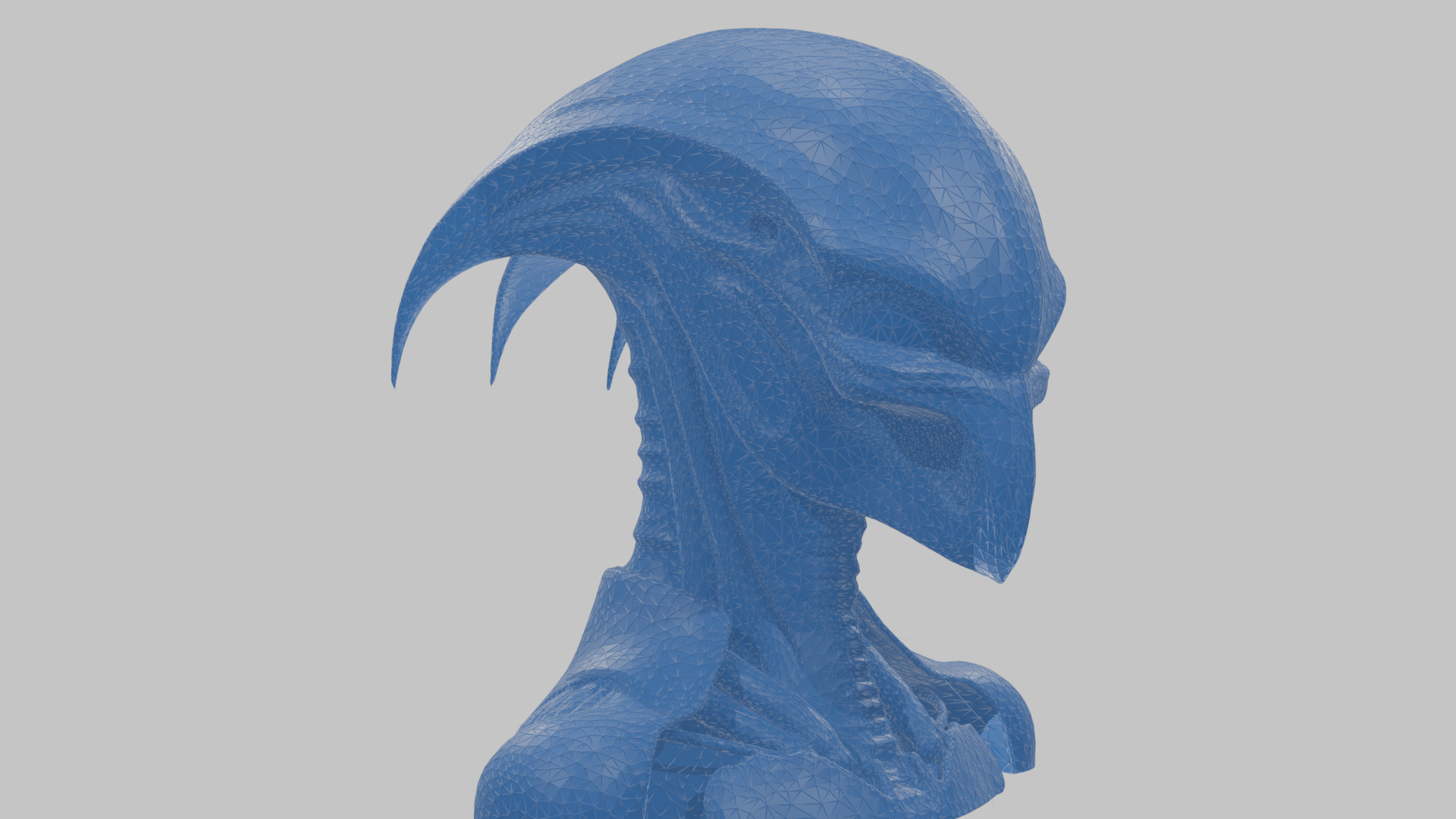 Alien Xenomorph Head Bust Low-poly 3D model_34