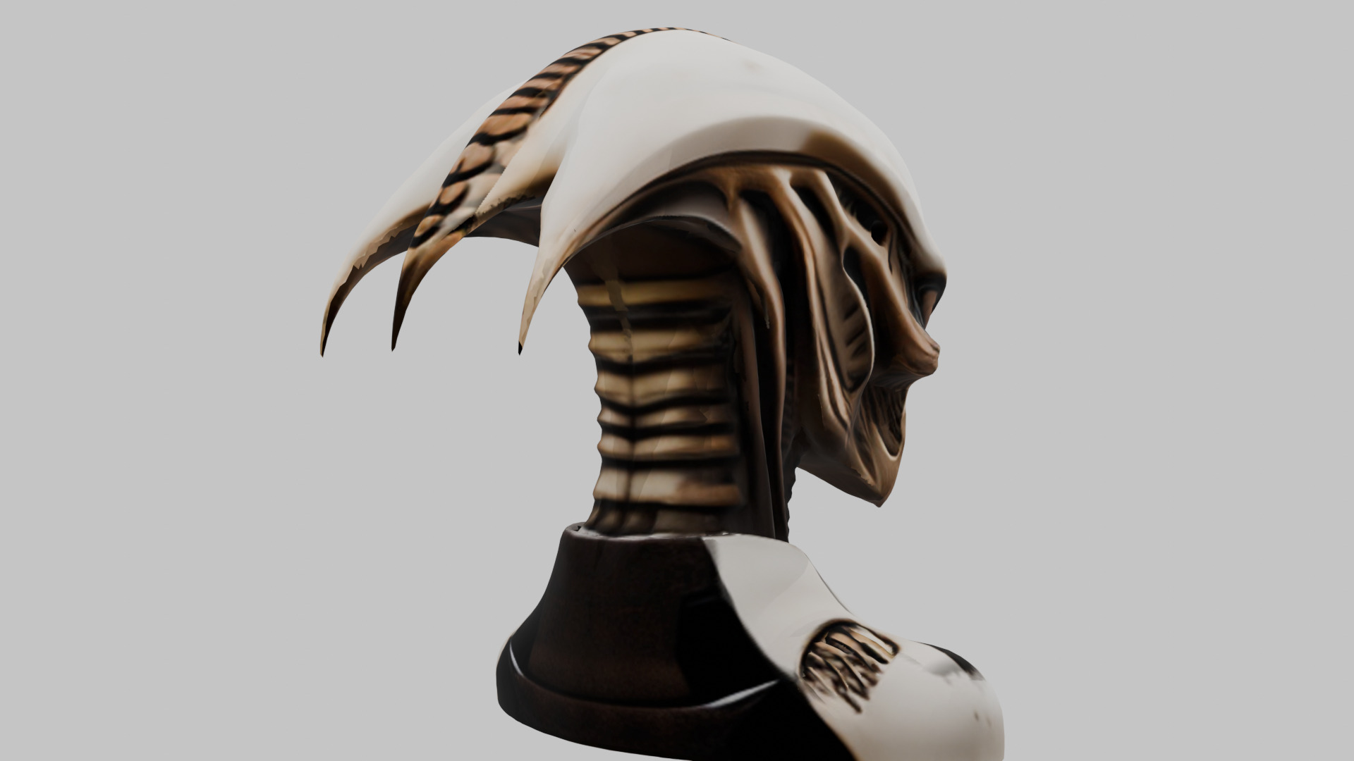 Alien Xenomorph Head Bust Low-poly 3D model_6