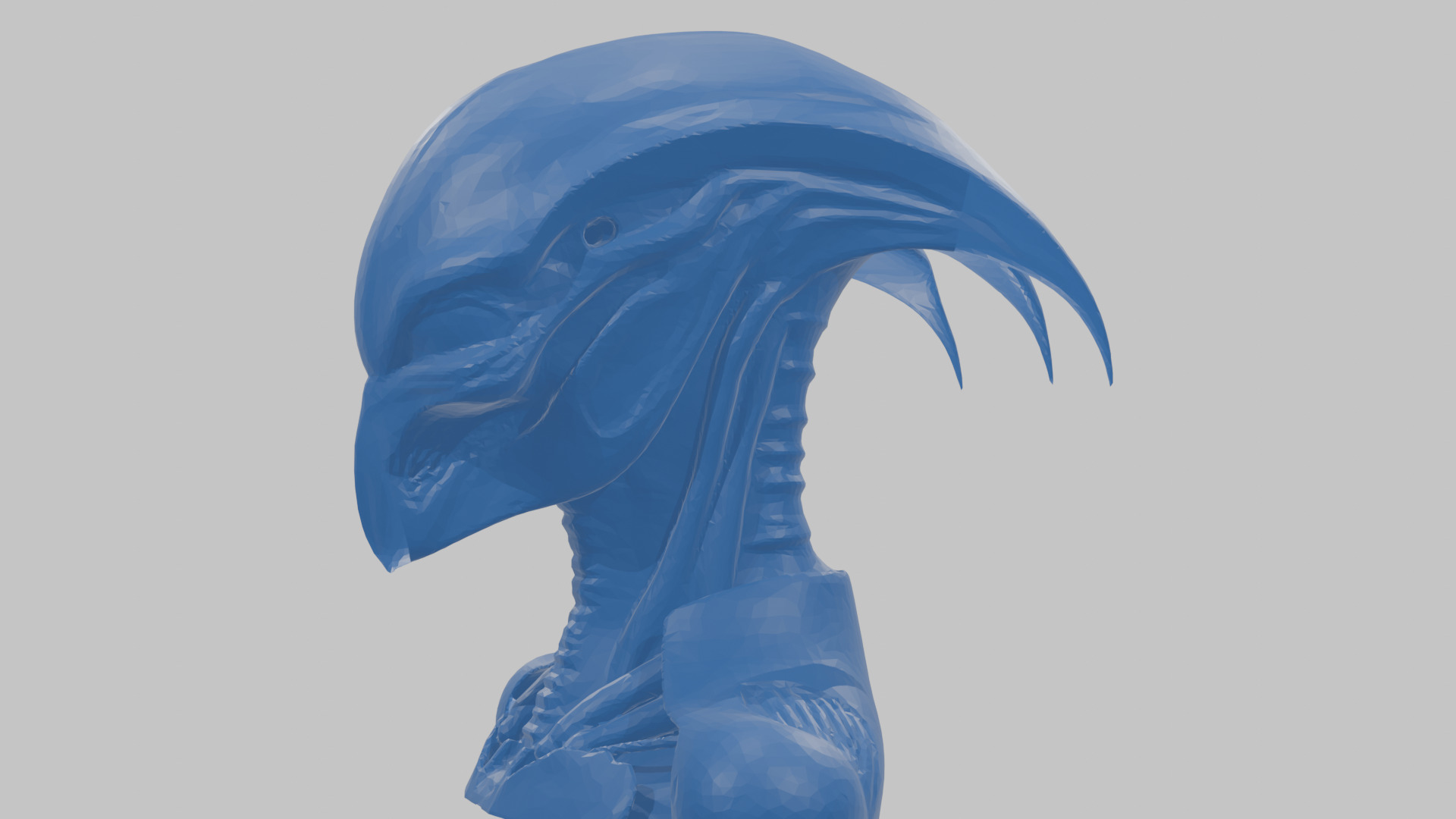 Alien Xenomorph Head Bust Low-poly 3D model_61
