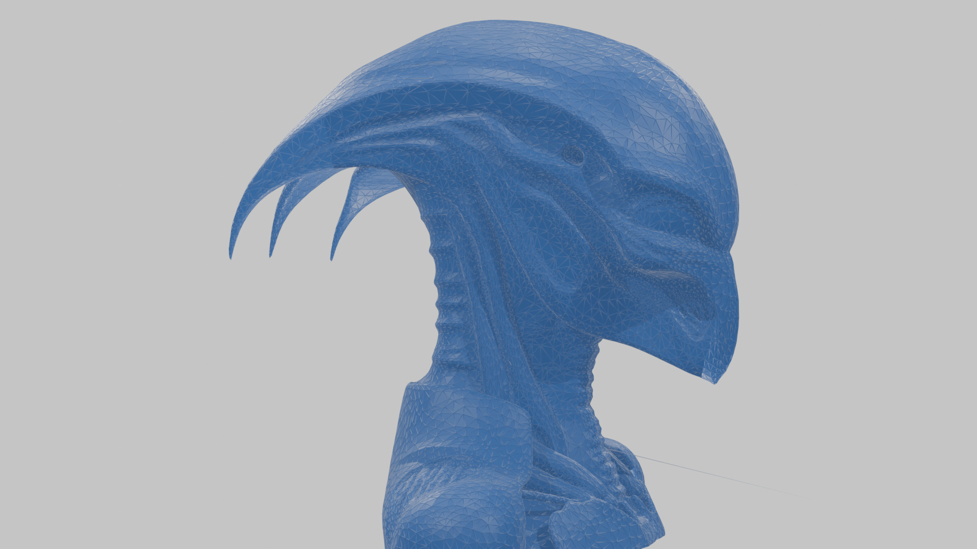 Alien Xenomorph Head Bust Low-poly 3D model_35