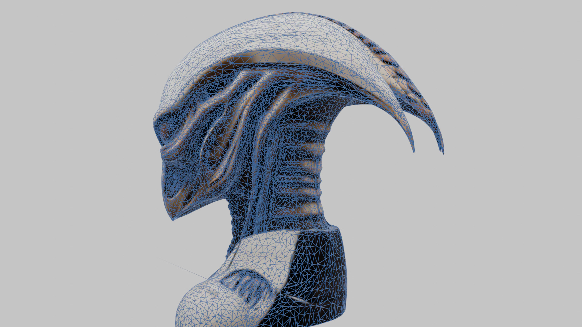 Alien Xenomorph Head Bust Low-poly 3D model_27
