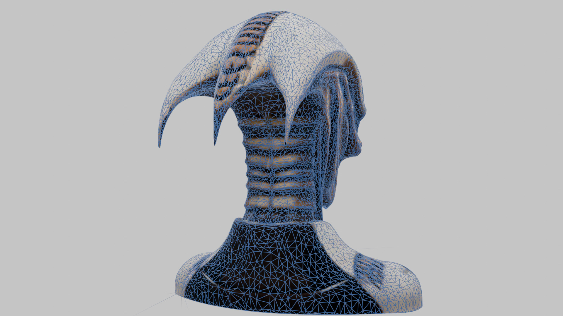 Alien Xenomorph Head Bust Low-poly 3D model_23