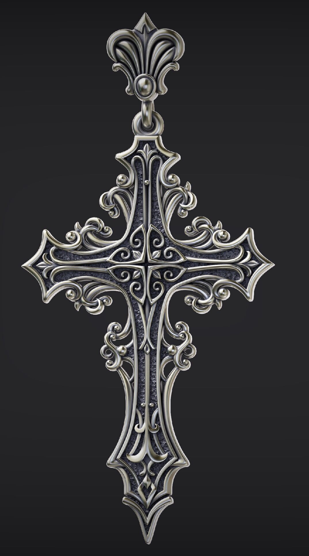 Gothic cross Pendant 03 3D print model_3