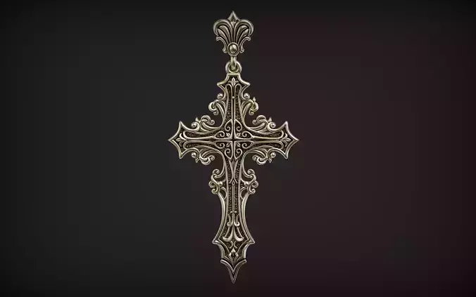 Gothic cross Pendant 03 3D print model