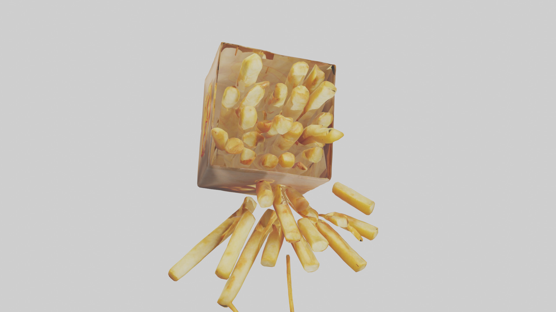 Potato Fries Pack model Low-poly 3D model_16