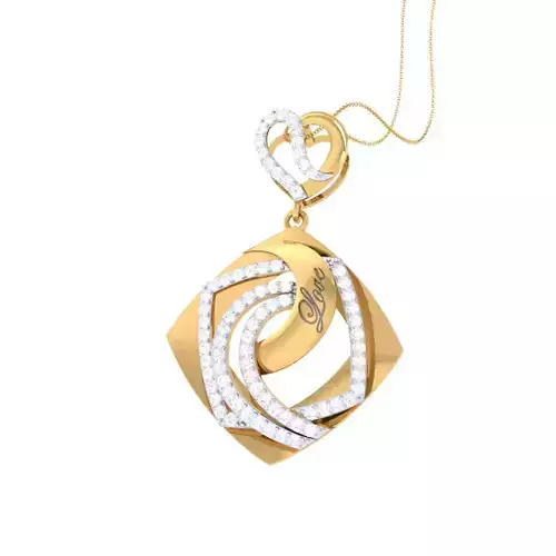 3D Printable Cad jewelry design of Lady diamond Pendant