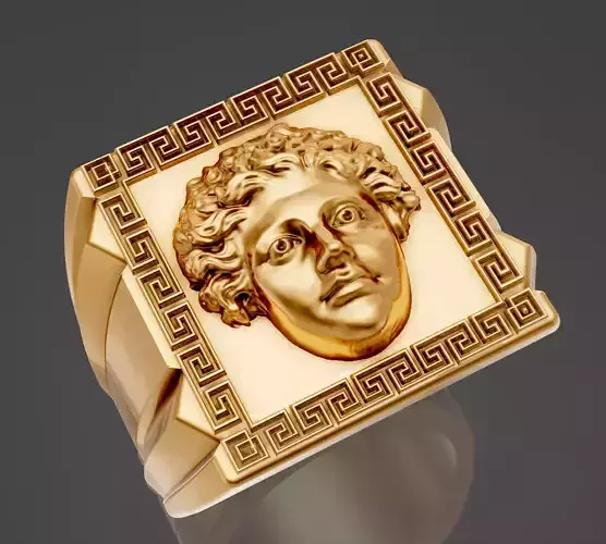 Greek face ring printable gold jewelry printable 3D model