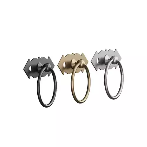 Ring Pull Cabinet Door Drawer Wrought Iron Black 3D model