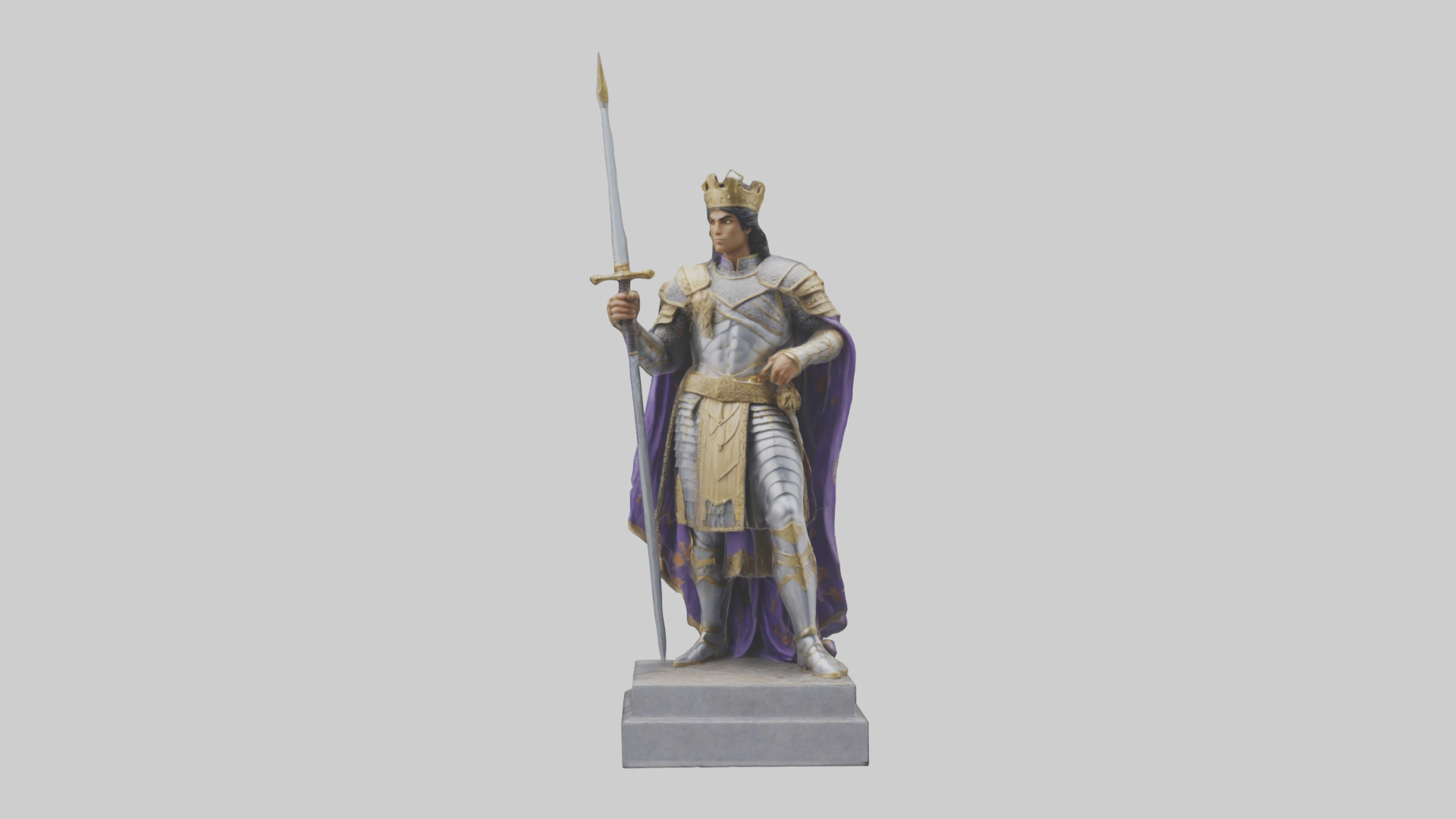 Prince Warrior statue model Low-poly 3D model_9