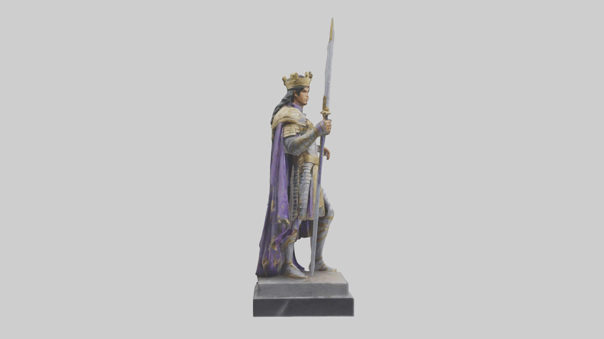 Prince Warrior statue model Low-poly 3D model_13