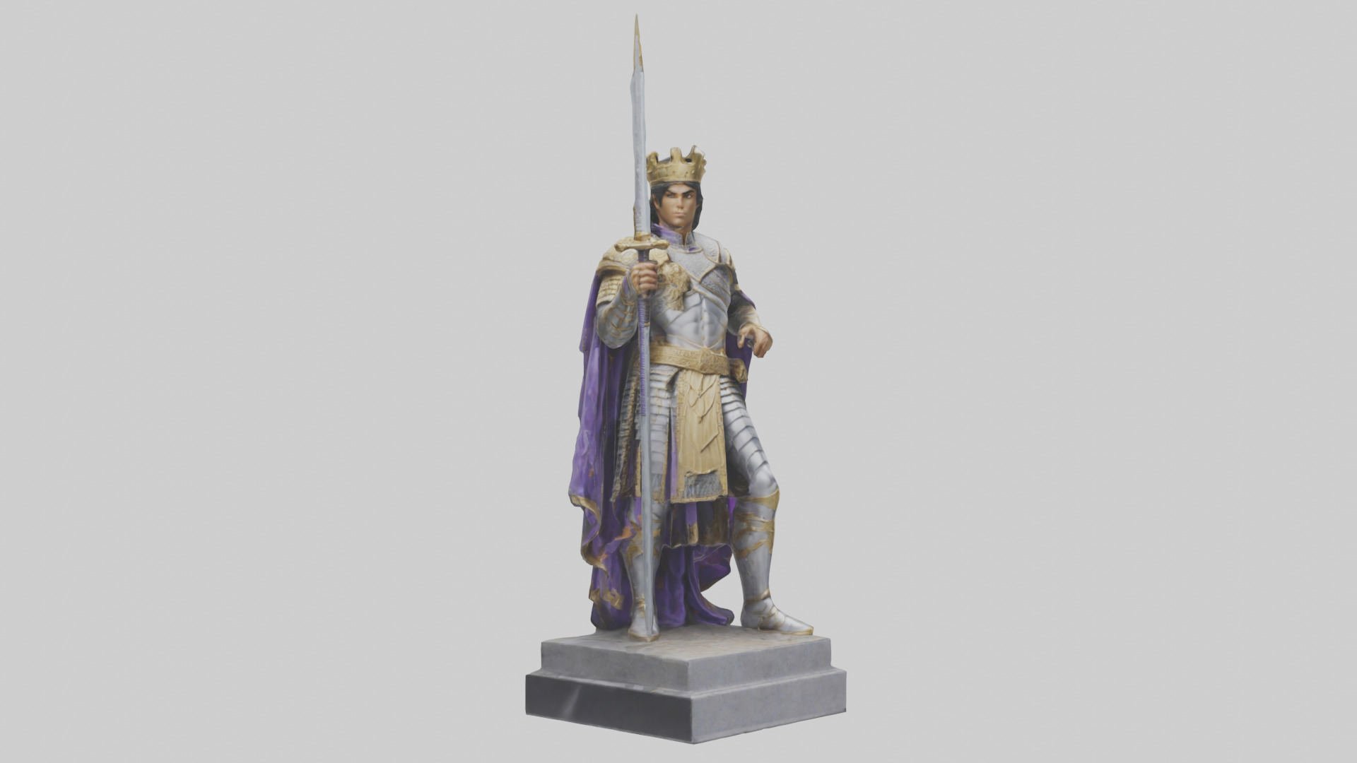 Prince Warrior statue model Low-poly 3D model_11