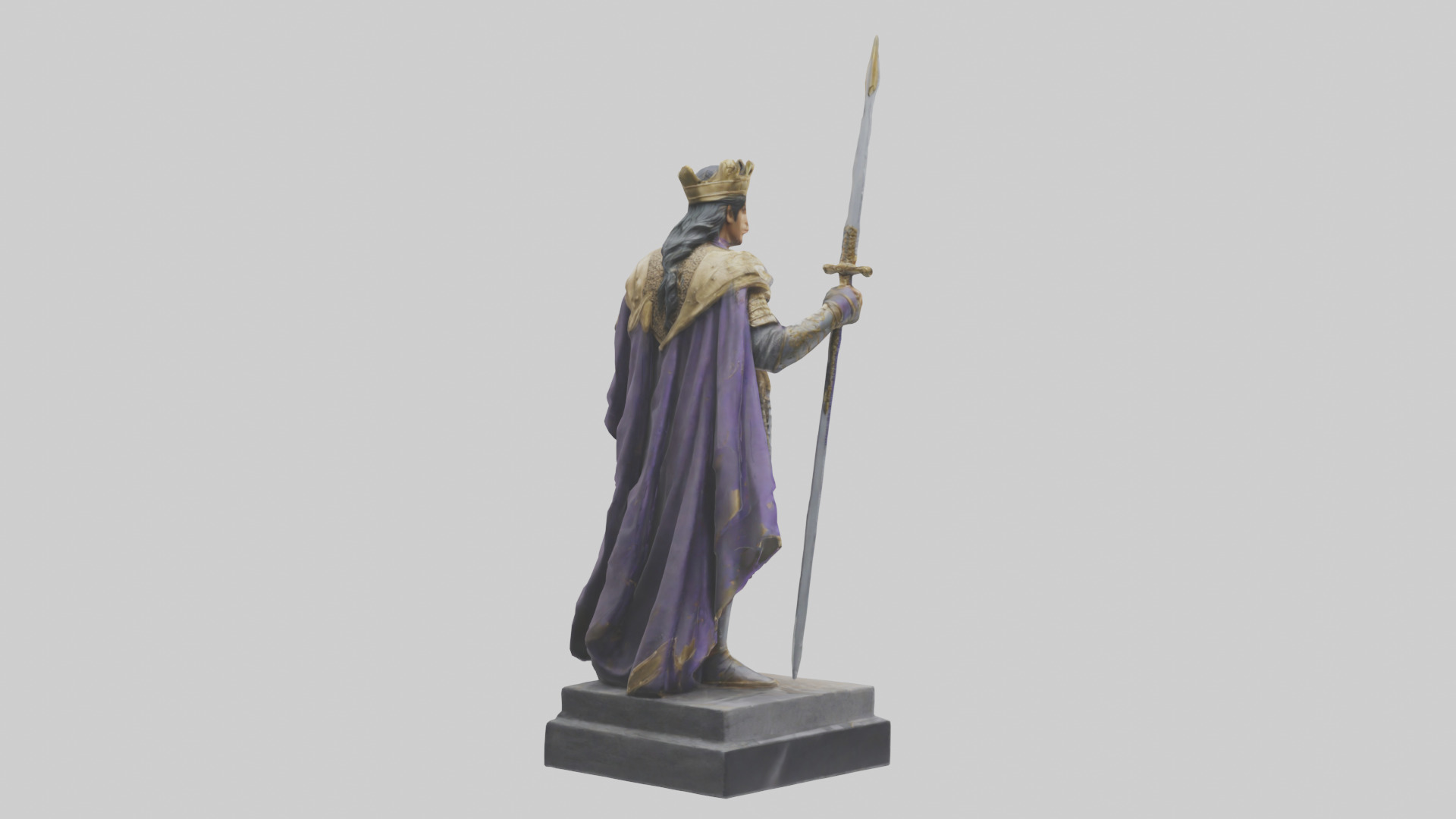 Prince Warrior statue model Low-poly 3D model_2