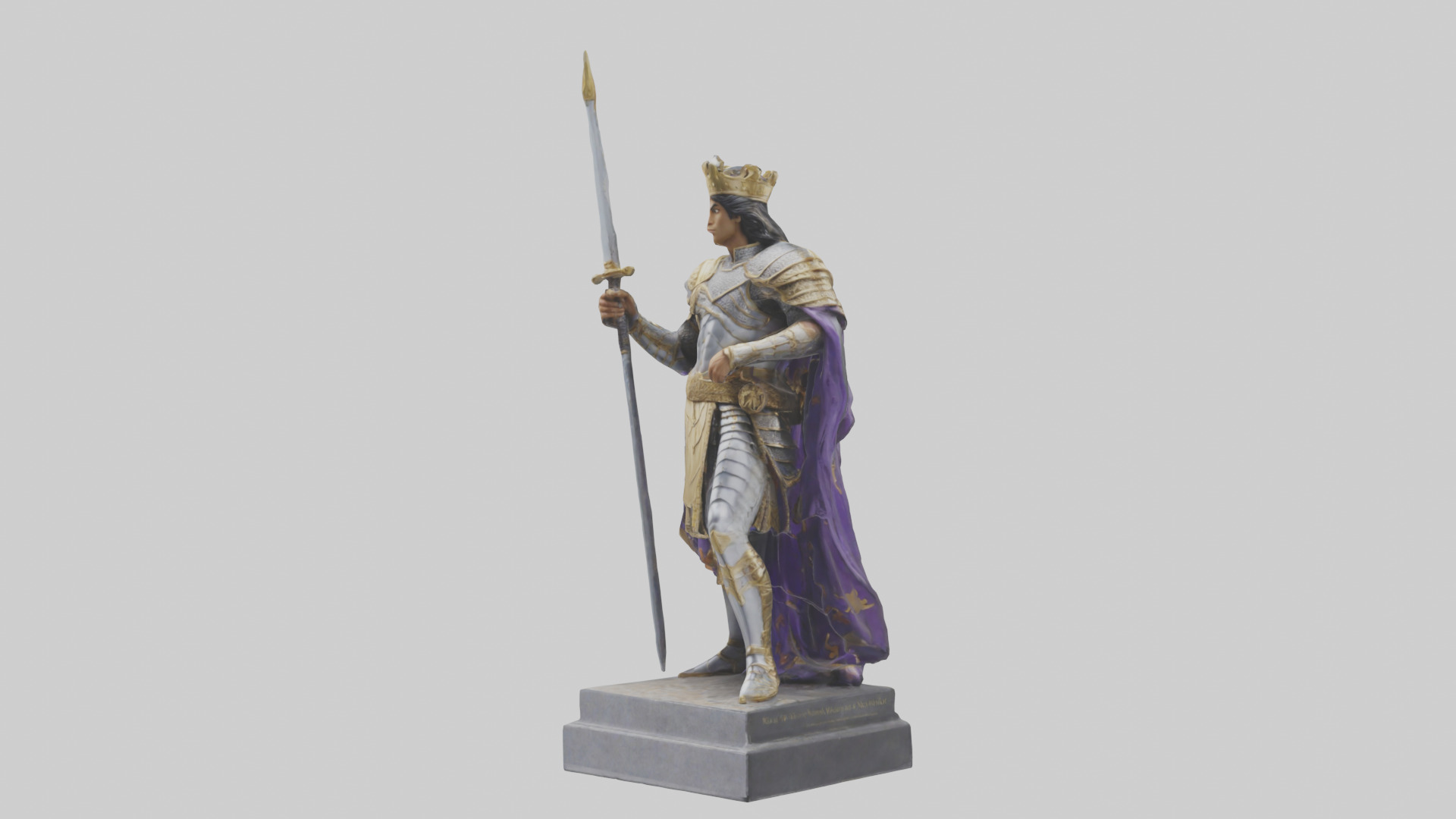 Prince Warrior statue model Low-poly 3D model_10