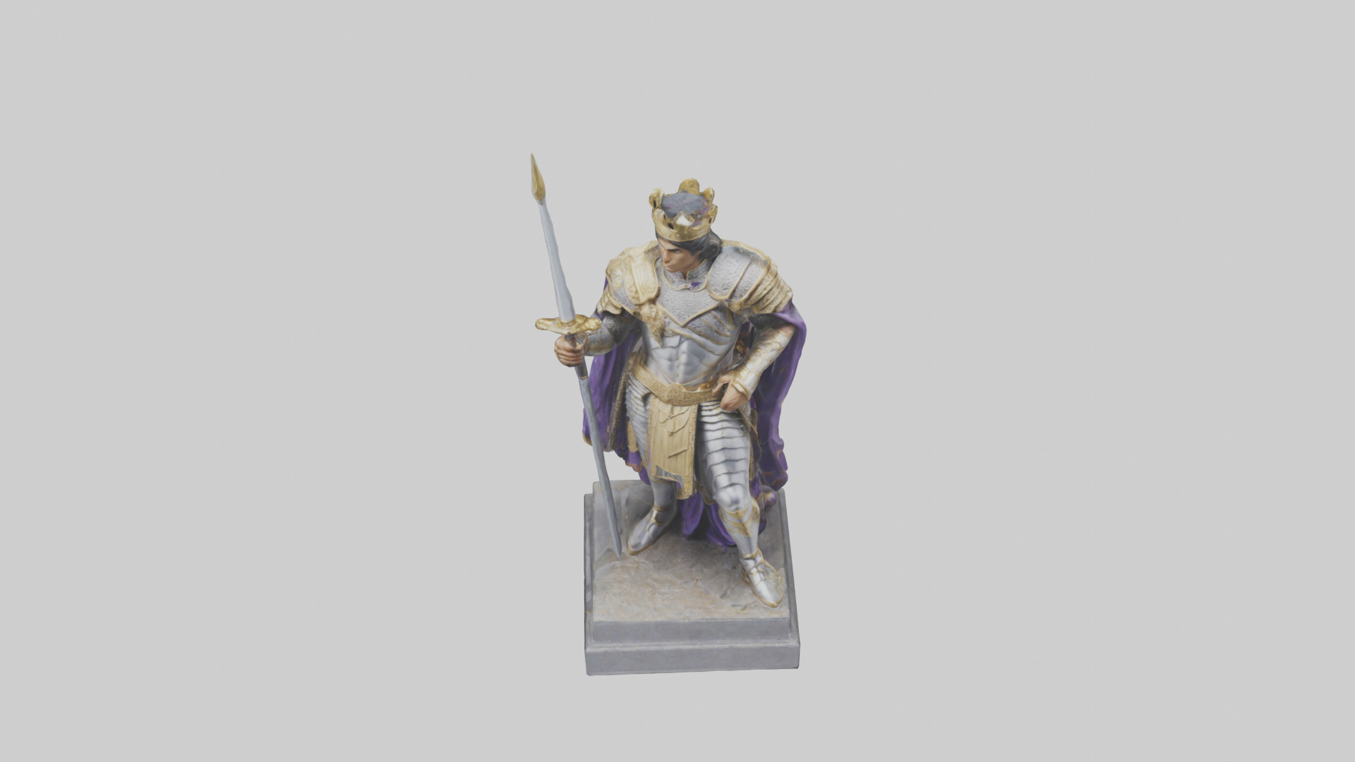 Prince Warrior statue model Low-poly 3D model_16