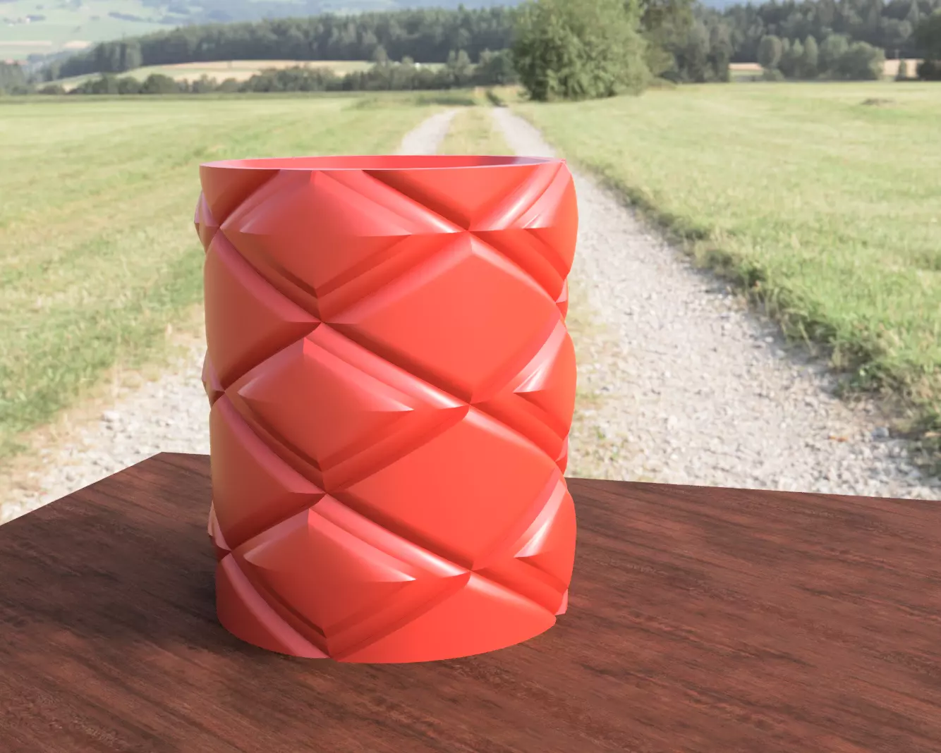 Diamond pattern Vase home decor Pen holder Free 3D print model