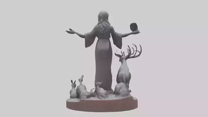 Protecting Wildlife Memorial Statue model 2 Low-poly 3D model