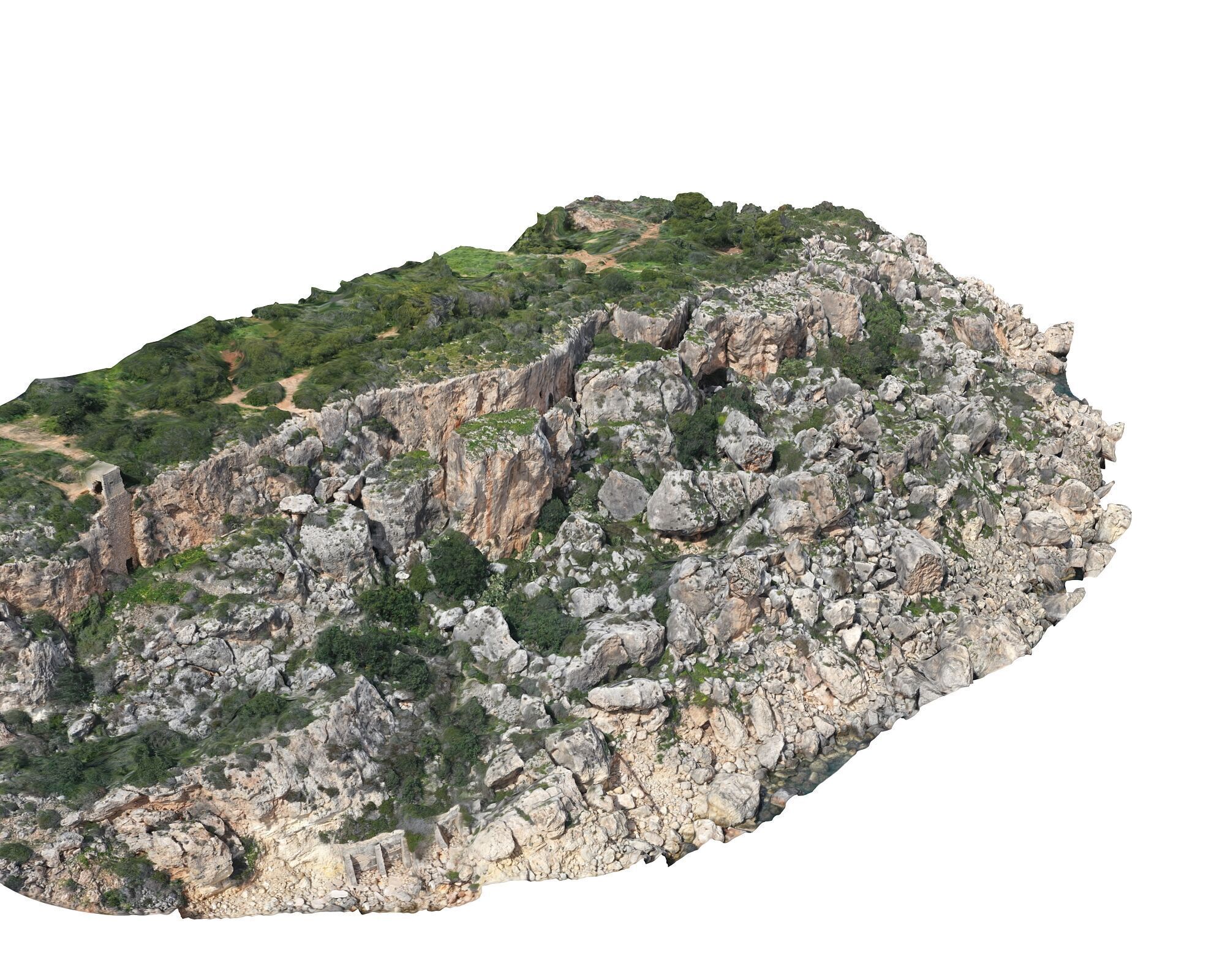  Cliff in the jungle Low-poly 3D model_8