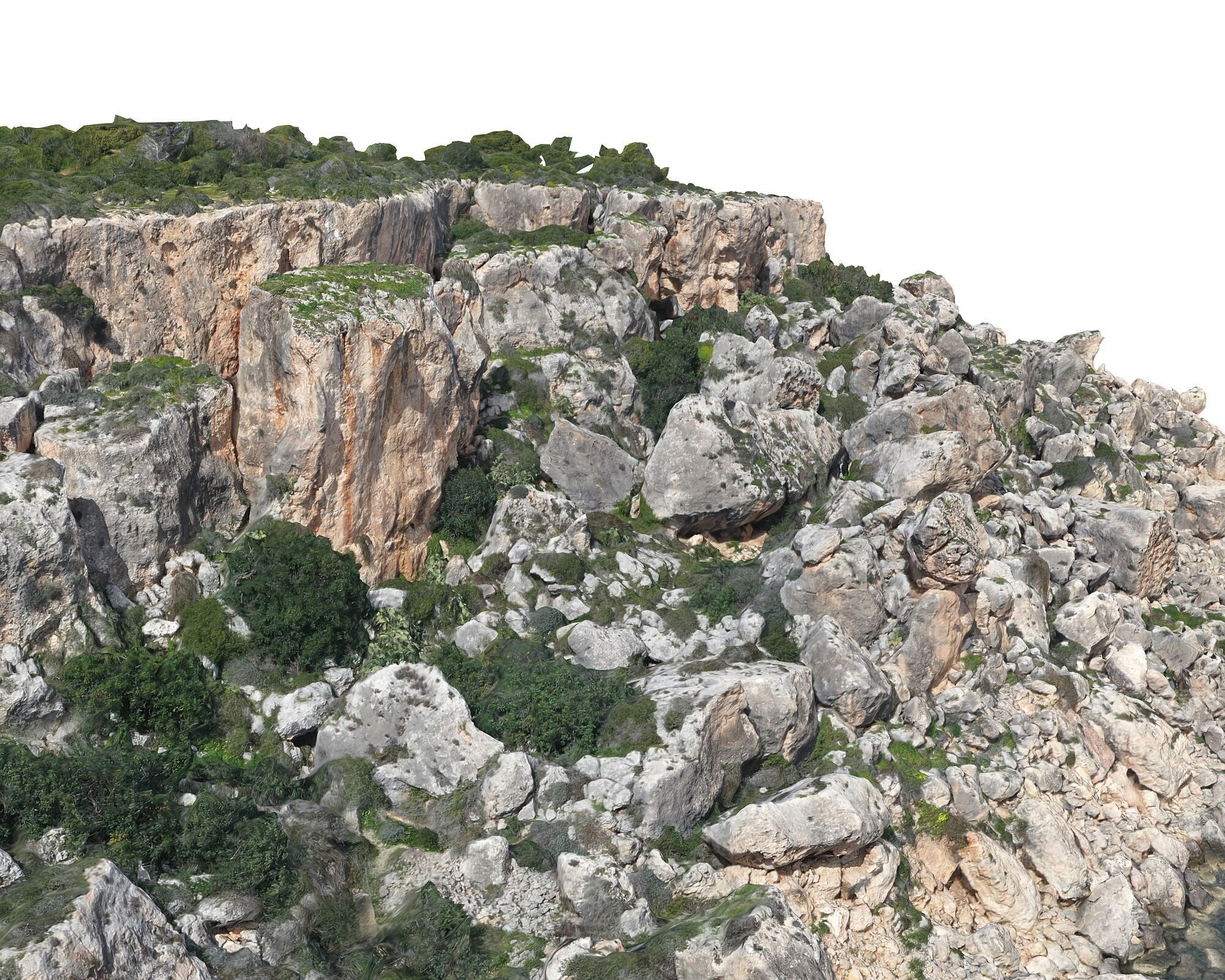  Cliff in the jungle Low-poly 3D model_9