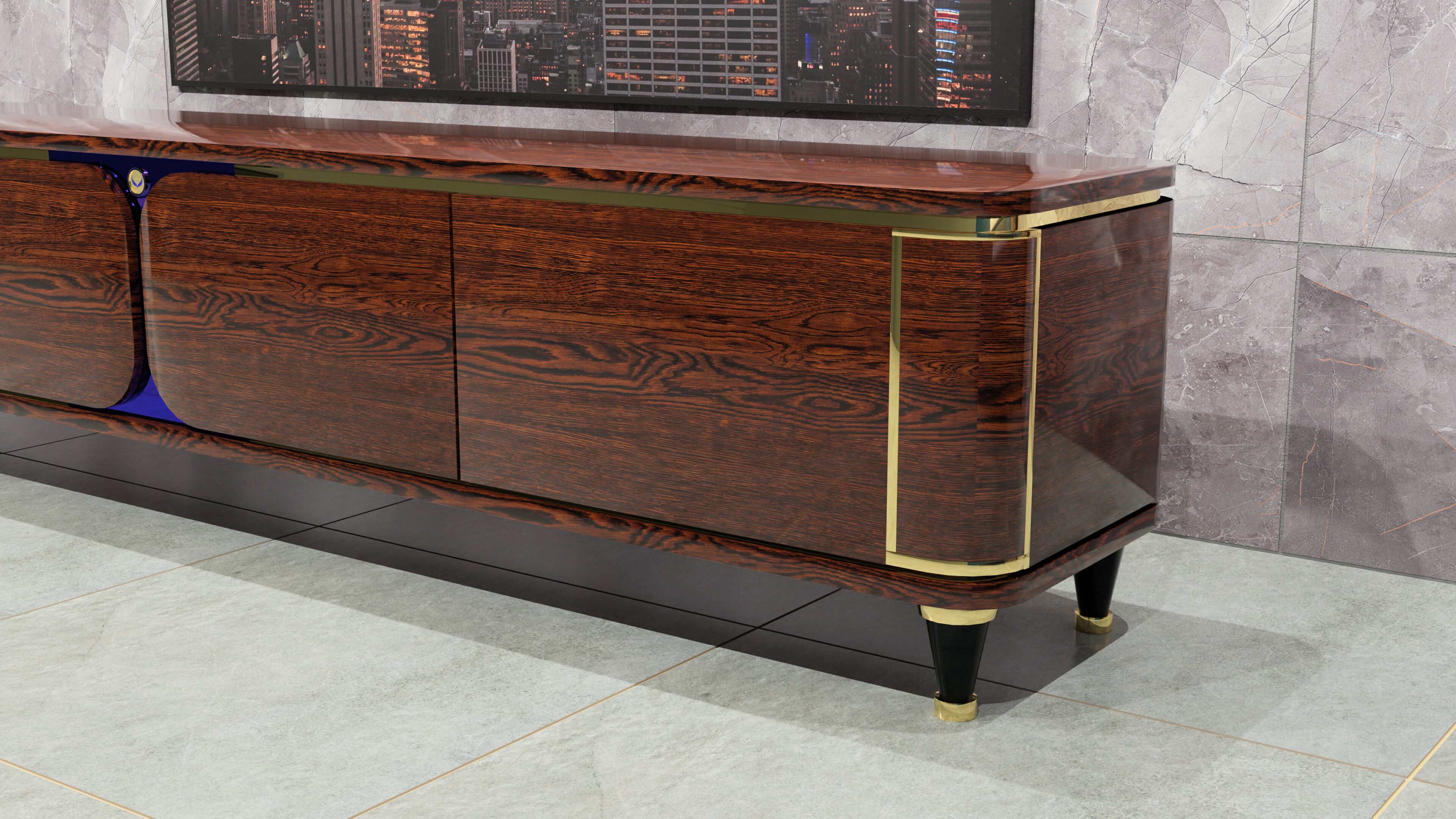 Art Deco TV Stand Low-poly 3D model_1