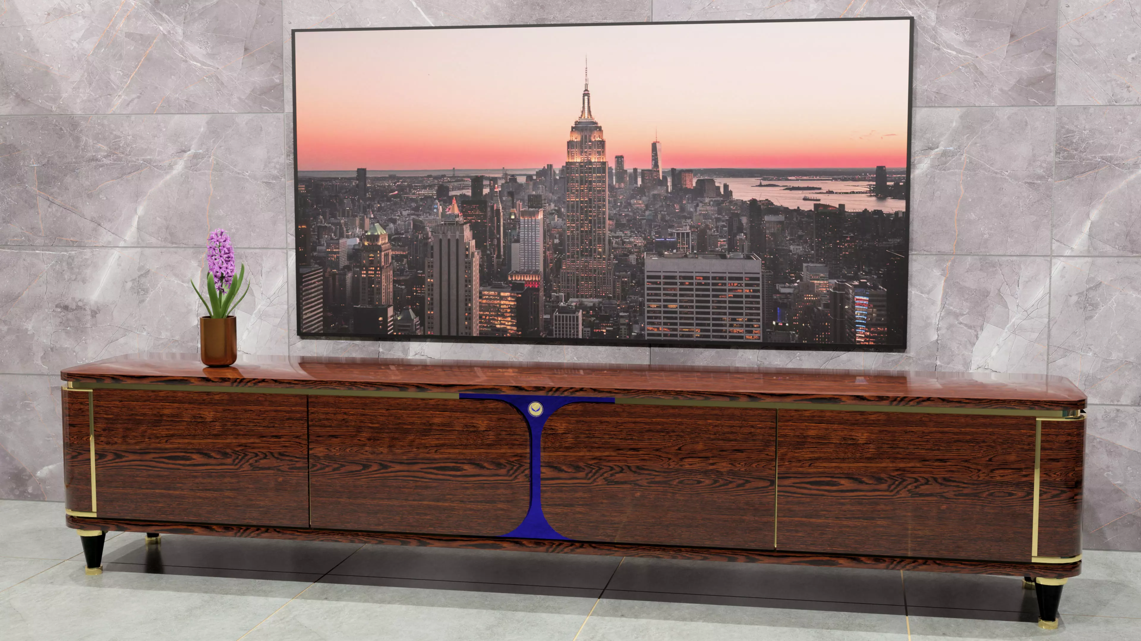 Art Deco TV Stand Low-poly 3D model_0