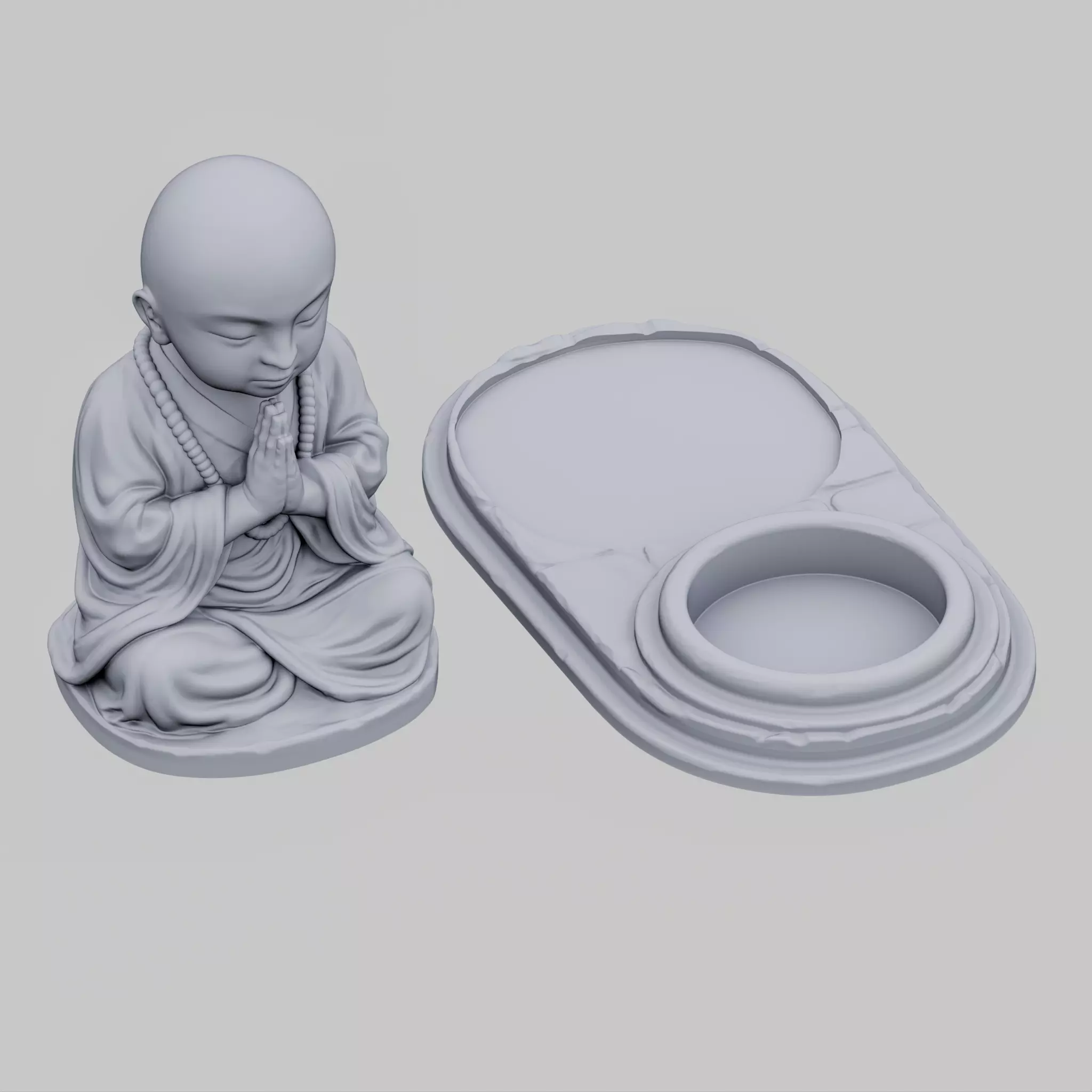 Monk candle holder 3D print model_1