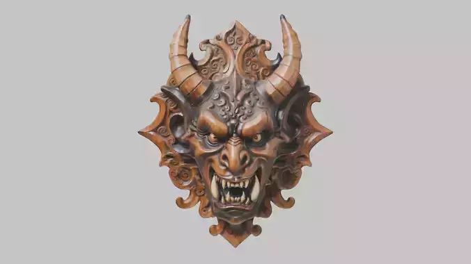 Detailed Oni Mask 3D Model