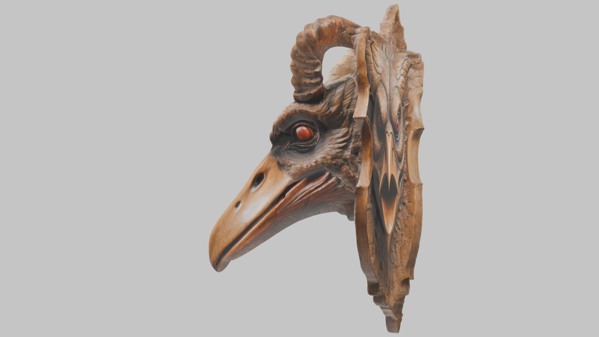 Stylized Bird Skull head wall mount Mask 3D Model Low-poly 3D model_11