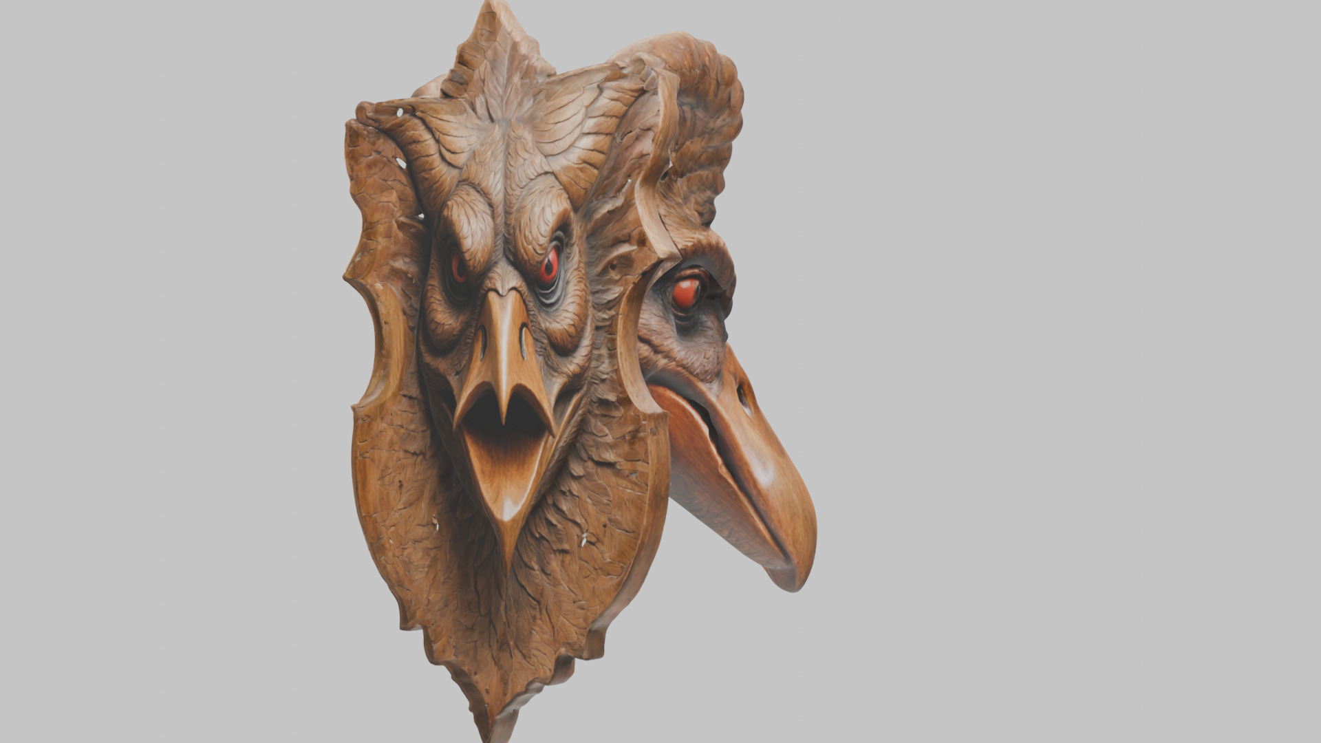 Stylized Bird Skull head wall mount Mask 3D Model Low-poly 3D model_6