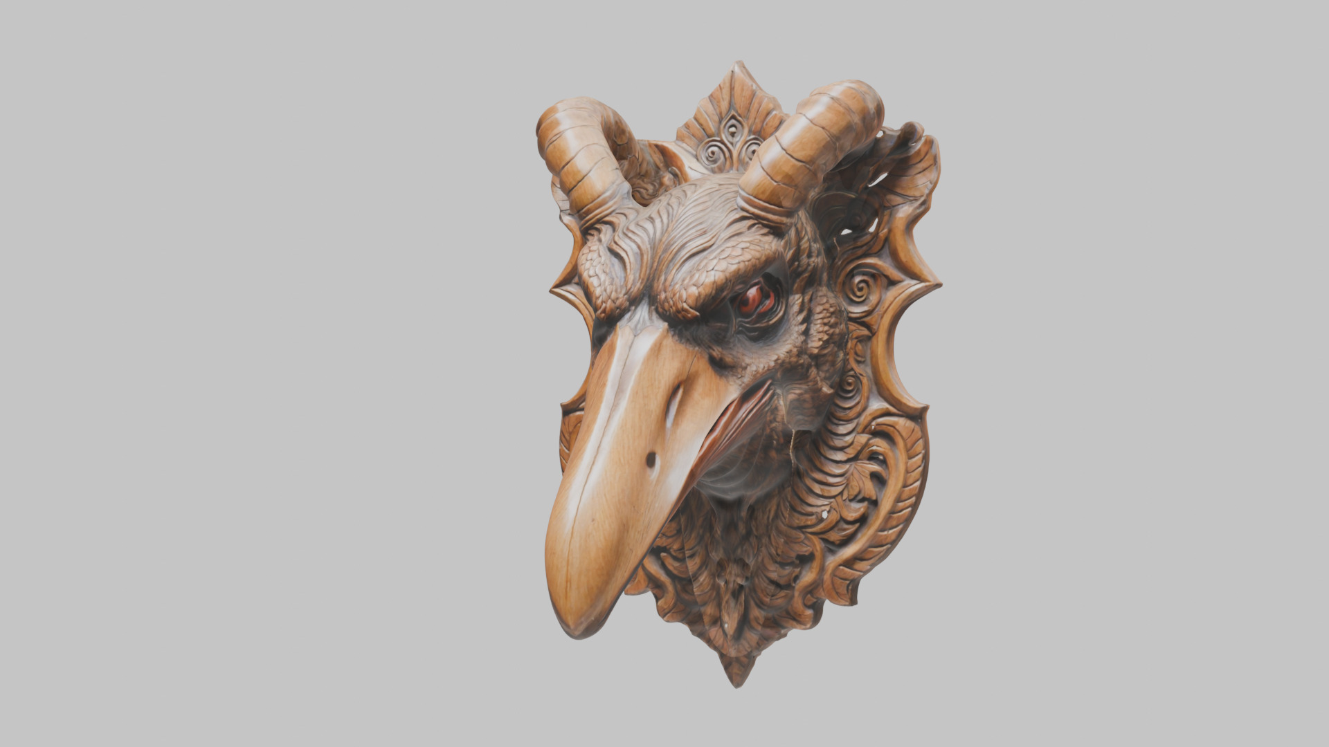 Stylized Bird Skull head wall mount Mask 3D Model Low-poly 3D model_15