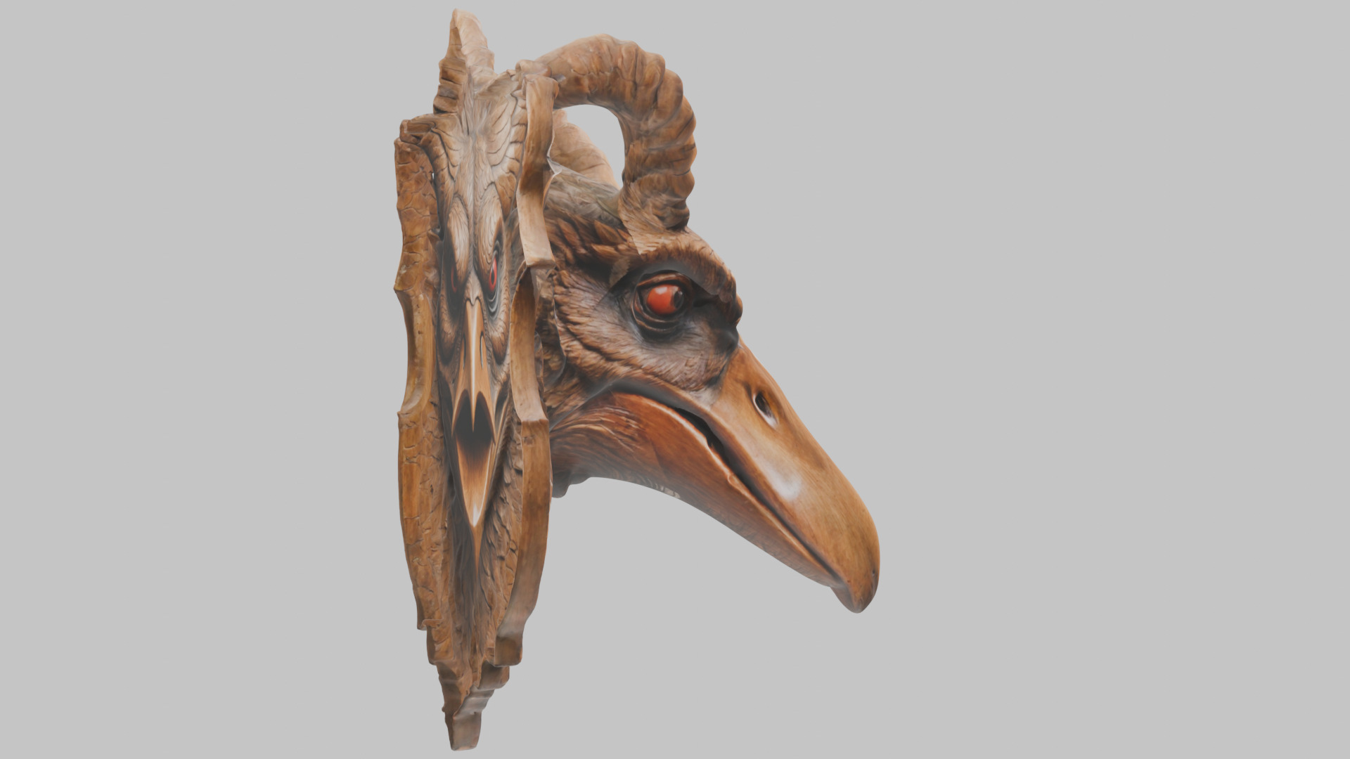 Stylized Bird Skull head wall mount Mask 3D Model Low-poly 3D model_5