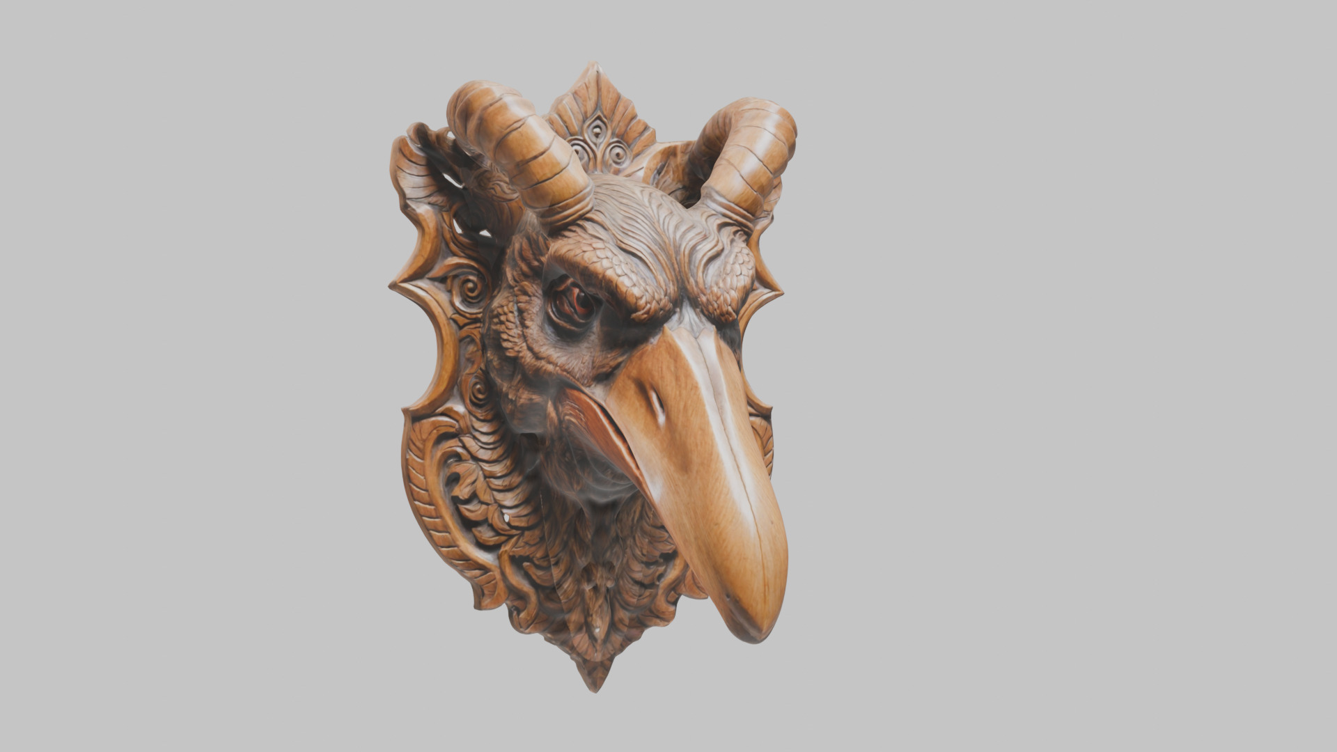 Stylized Bird Skull head wall mount Mask 3D Model Low-poly 3D model_1