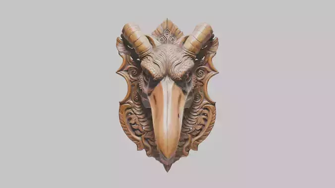 Stylized Bird Skull head wall mount Mask 3D Model