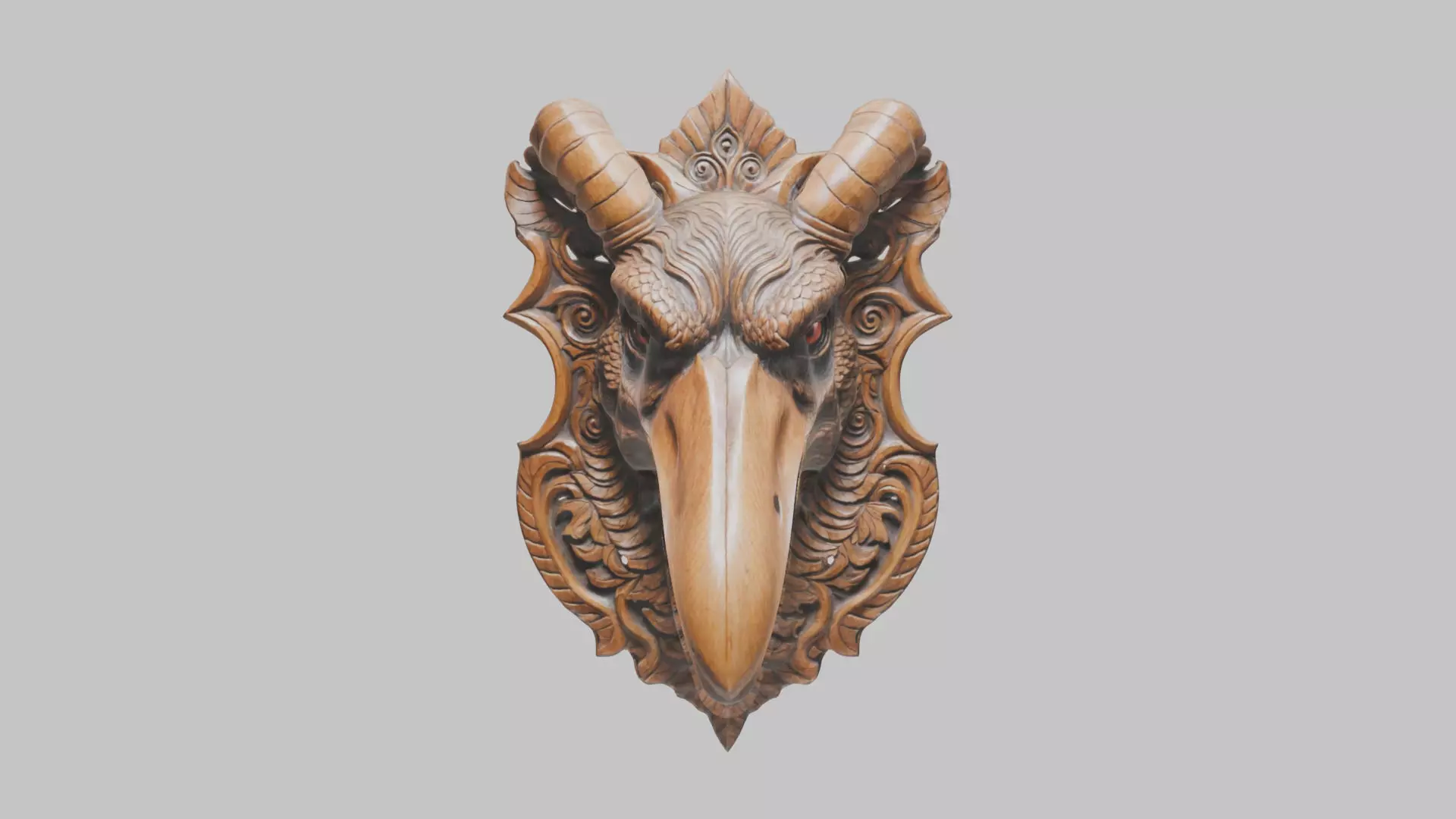 Stylized Bird Skull head wall mount Mask 3D Model Low-poly 3D model_0