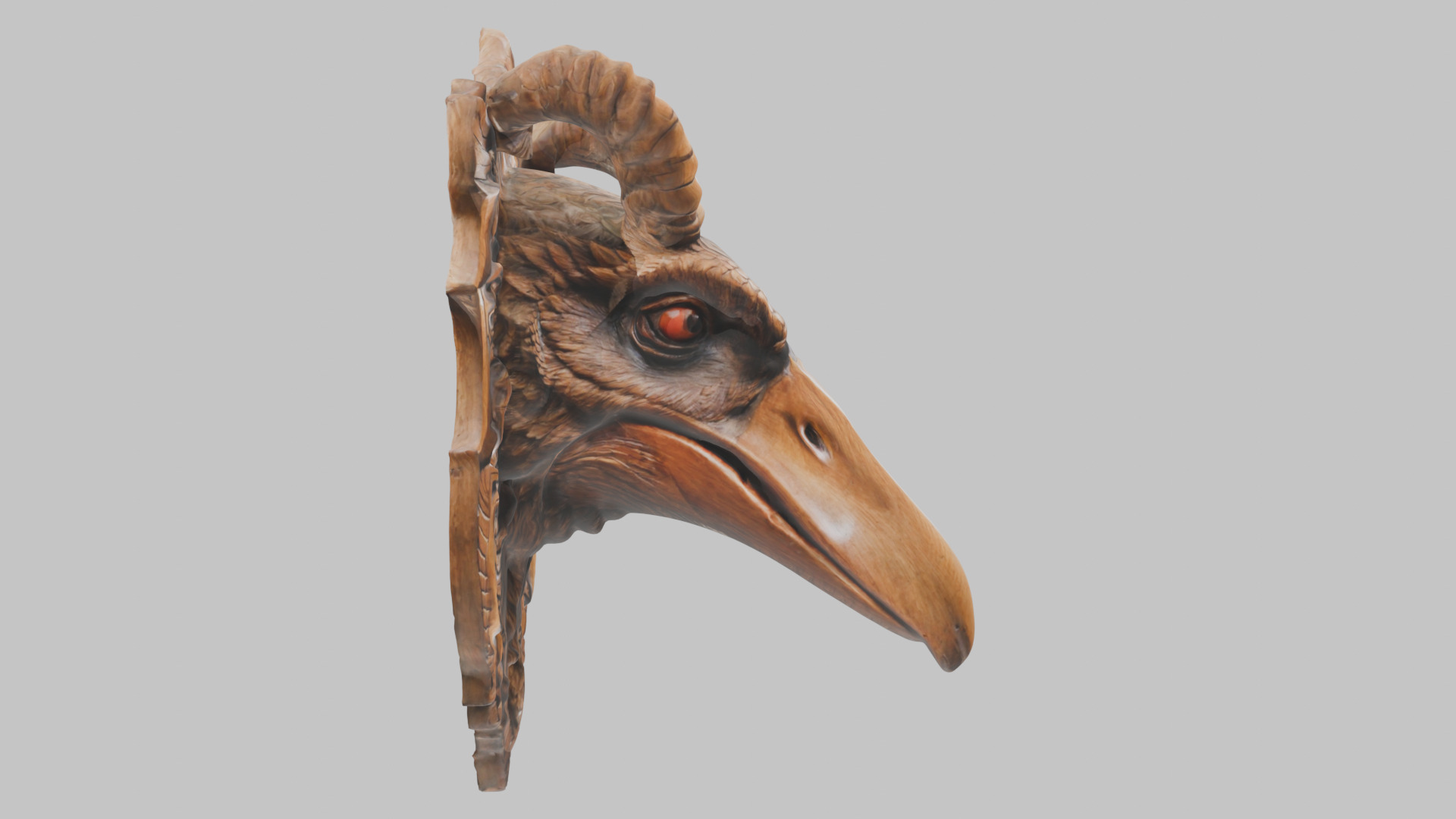 Stylized Bird Skull head wall mount Mask 3D Model Low-poly 3D model_4
